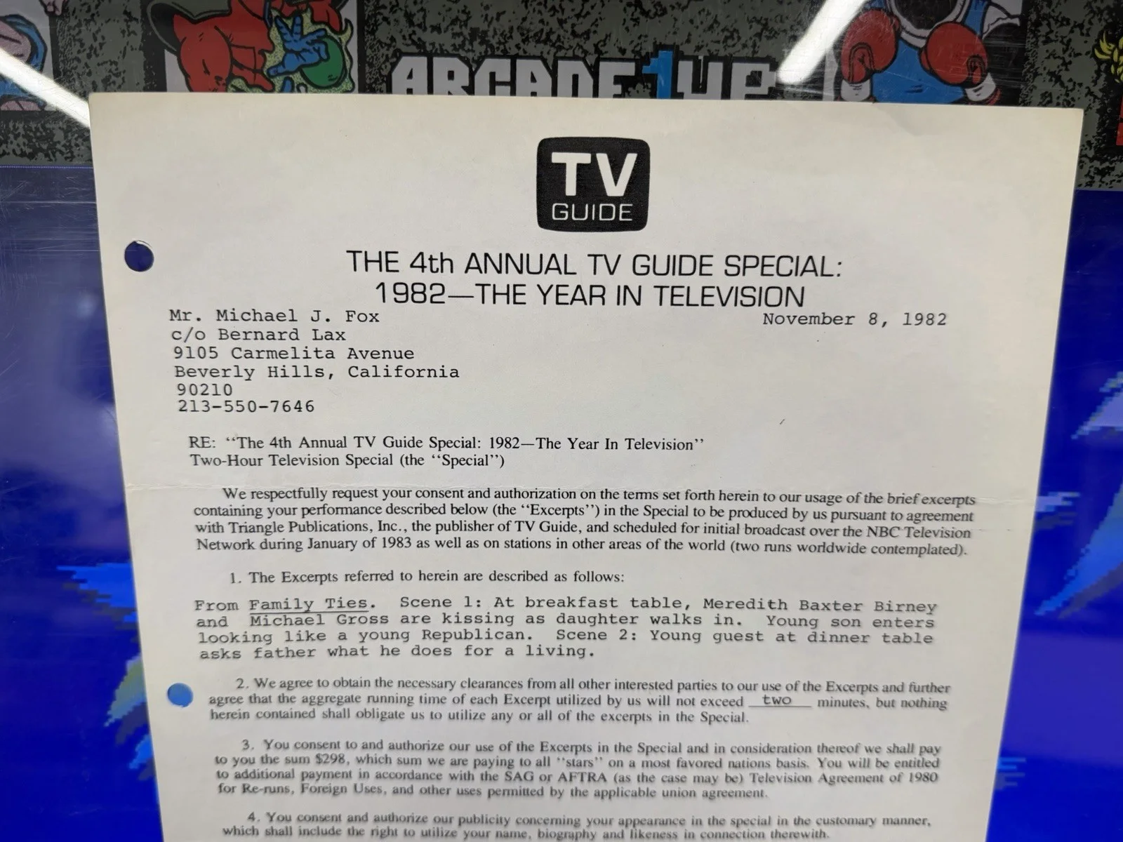 Michael J. Fox — 1982 Signed Autographed Michael J. Fox TV Guide Contract OOAK Early Auto!, image 4