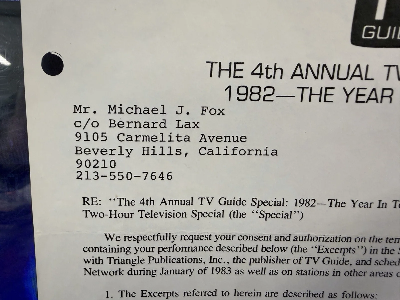 Michael J. Fox — 1982 Signed Autographed Michael J. Fox TV Guide Contract OOAK Early Auto!, image 5