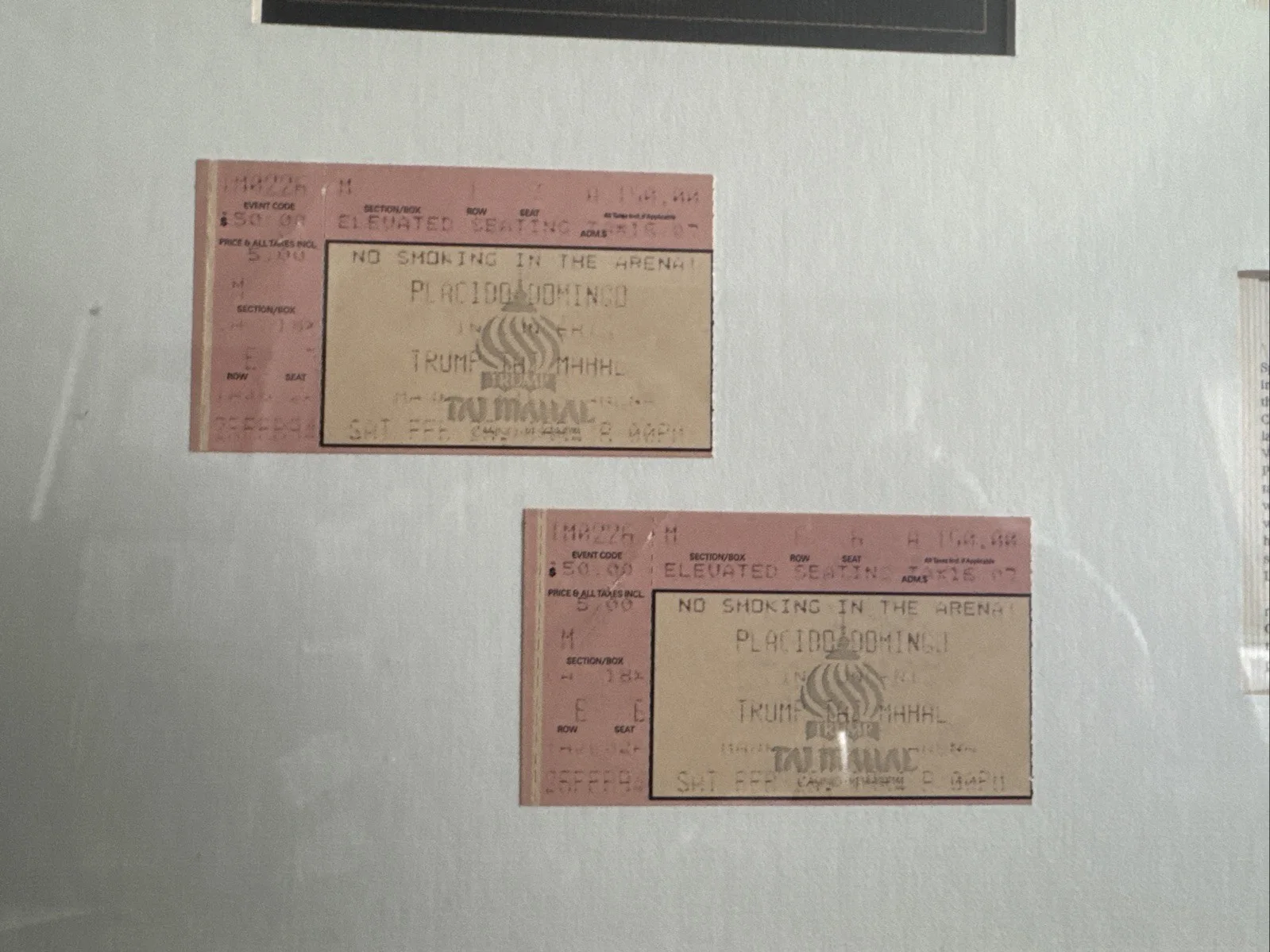 Placido Domingo Sonja Arteta Signed Memorabilia Trump Taj Mahal Autograph, изображение 3