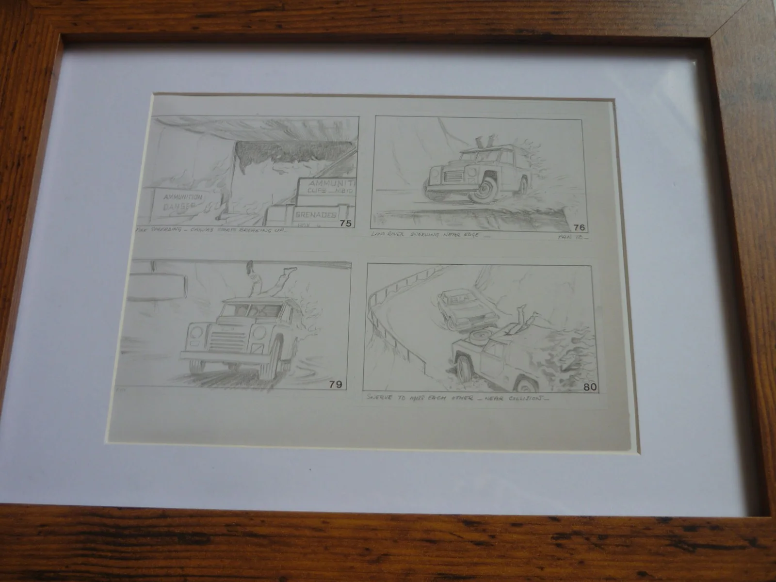 a4 framed 007 james bond storyboard living daylights gibraltar chase double set, image 3
