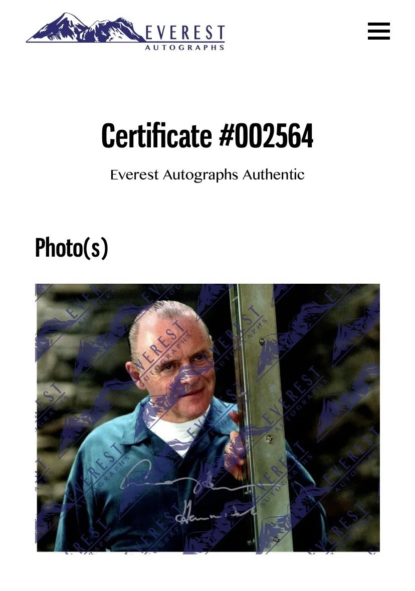 Anthony Hopkins — Anthony Hopkins "Red Dragon" Signed/Inscribed 11x14 Photo - Everest/Beckett Cert, image 3