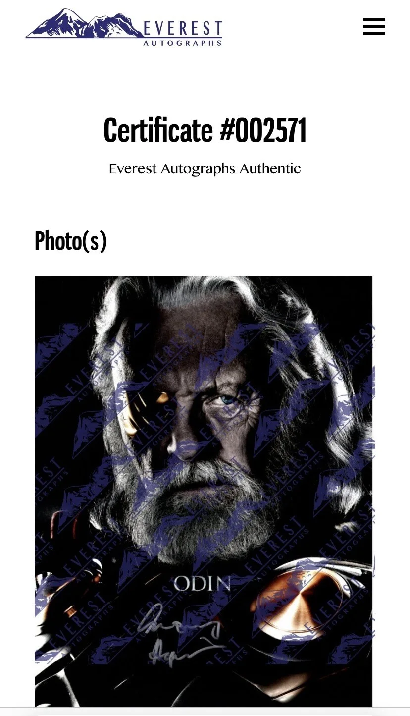 Anthony Hopkins — Anthony Hopkins "Thor" Autographed/Signed 11x14 Photo - Everest/Beckett 2W452919, изображение 3