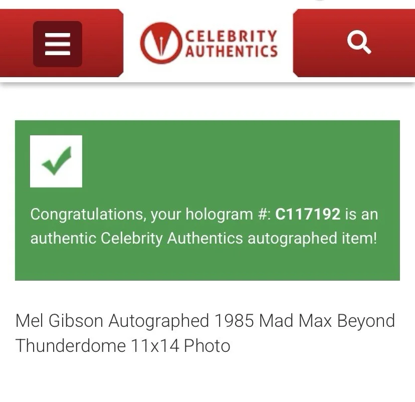 Mel Gibson — Mel Gibson "Mad Max" Signed 11x14 Photo - Celebrity Authentics Cert C117192, изображение 3