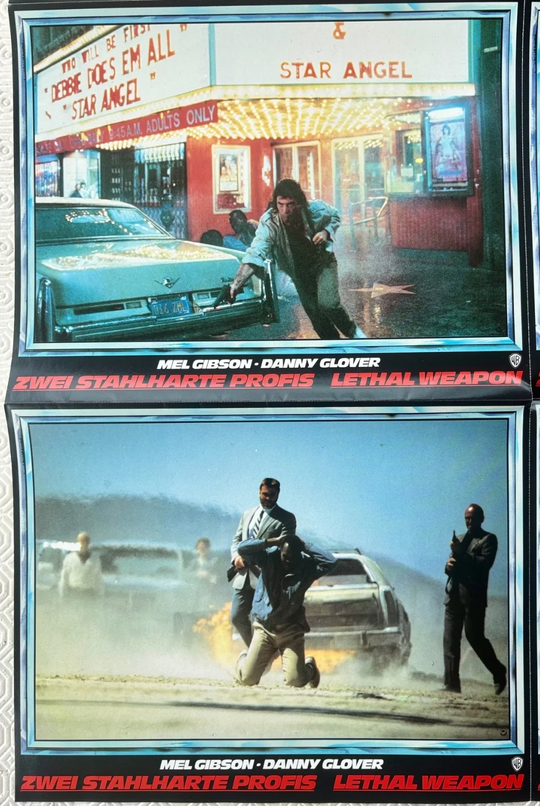 Lethal Weapon set of 12 Original 1987 uncut German Lobby Cards Gibson Glover, image 2