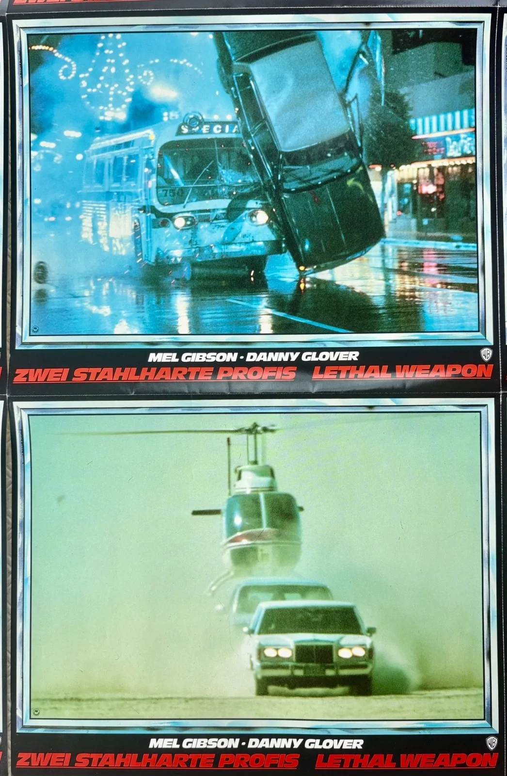 Lethal Weapon set of 12 Original 1987 uncut German Lobby Cards Gibson Glover, image 4