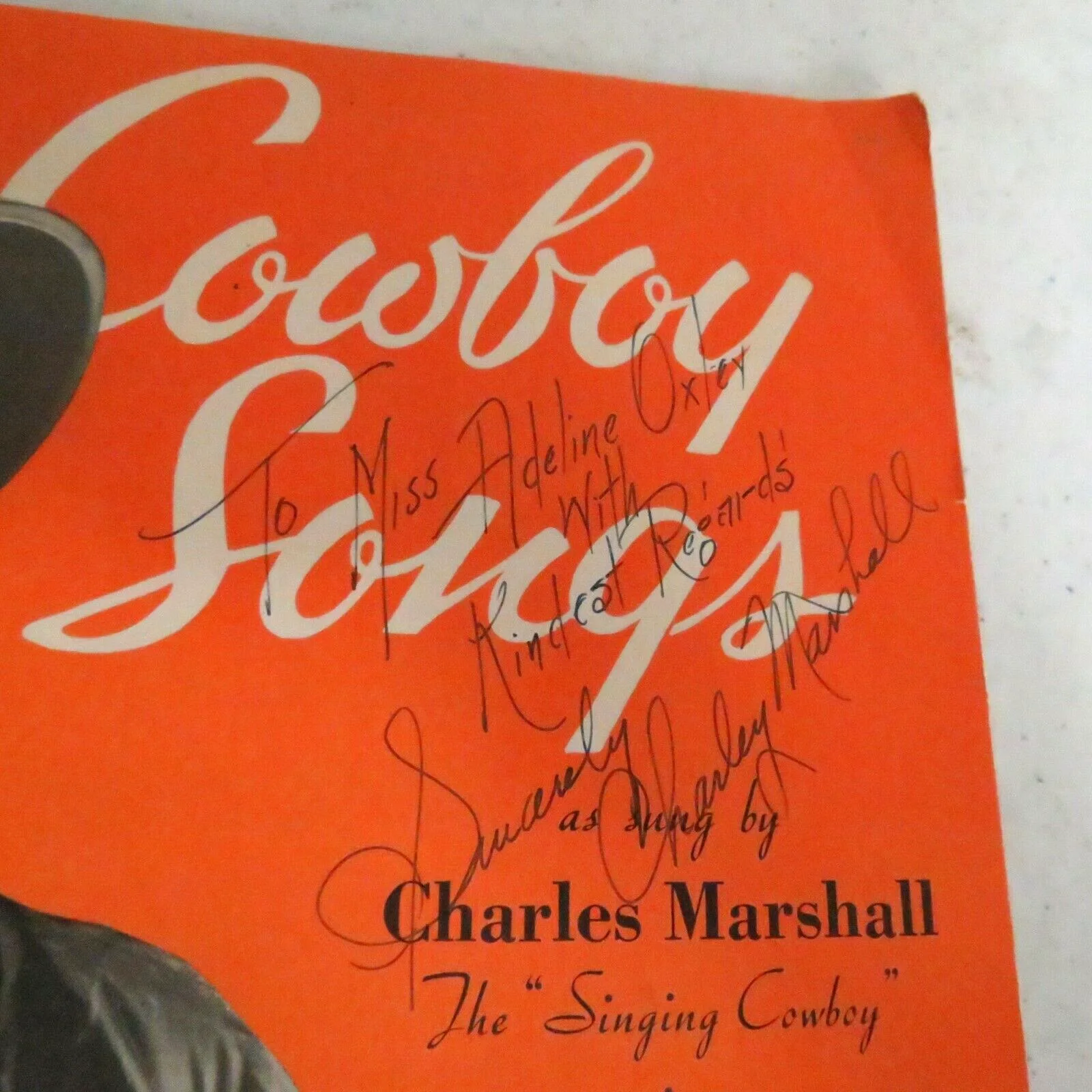 Cowboy Songs Charles Marshall Sheet Music SIGNED Charley Death Valley Days, изображение 2