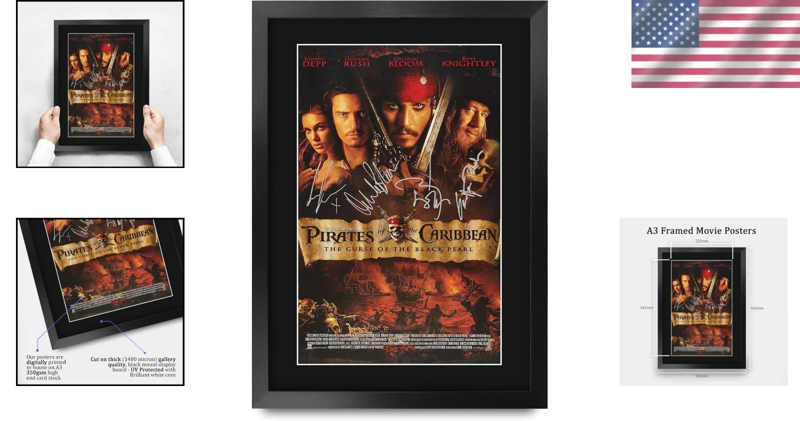 Pirates of the Caribbean Cast — Signed Pirates Of The Caribbean 16x12 Movie Poster in Sleek Frame - Gift-Ready!, изображение 2
