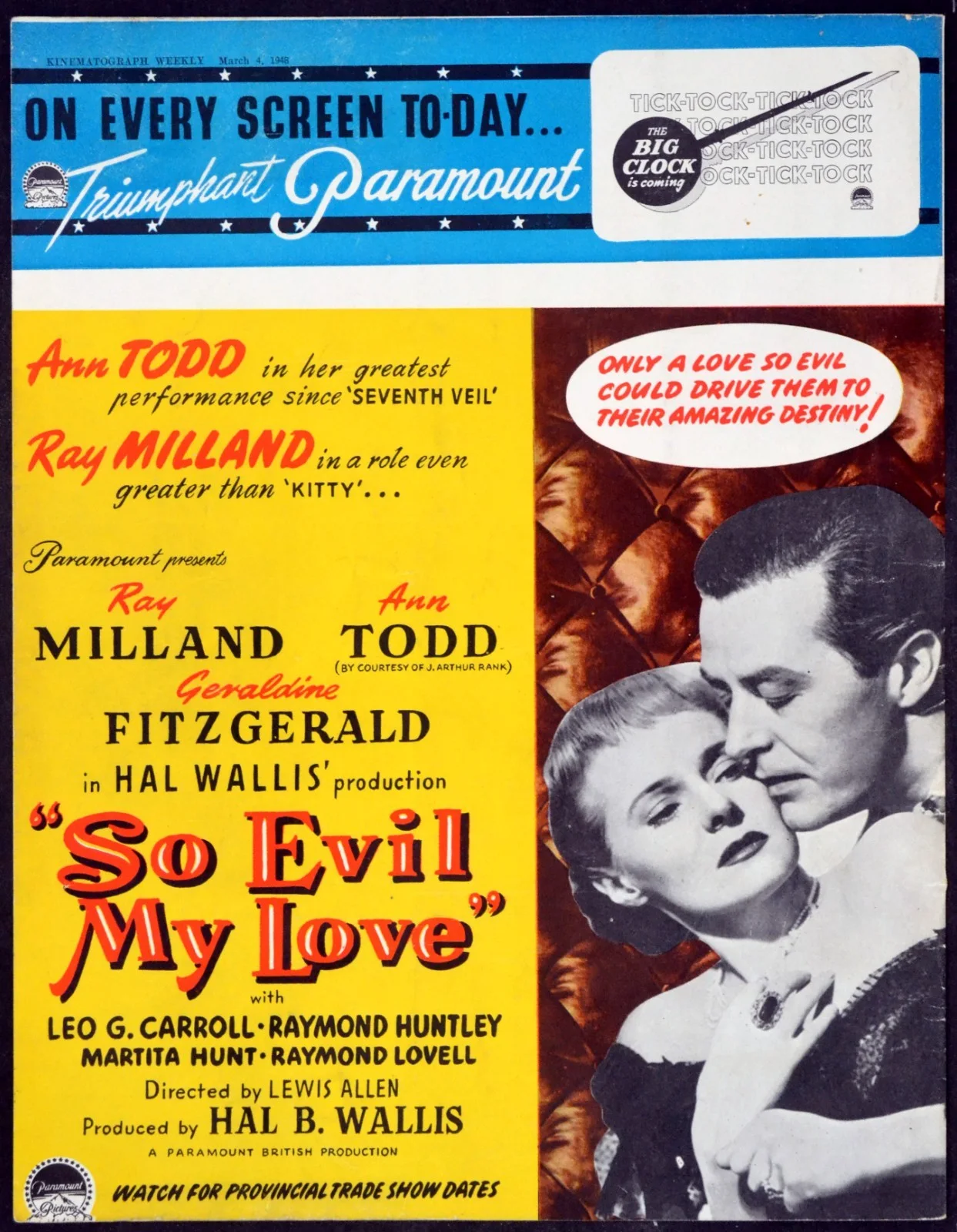 FALLEN IDOL 1948 Ralph Richardson, Michèle Morgan TRADE ADVERT, image 2