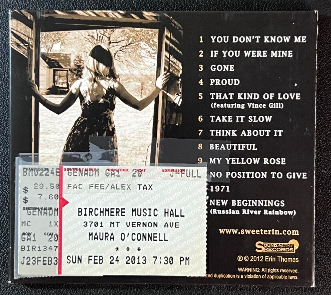 Erin Thomas — Erin Thomas Signed 2012 CD Album w/Ticket AUTO Pop Singer 'You Don't Know Me'!, изображение 4