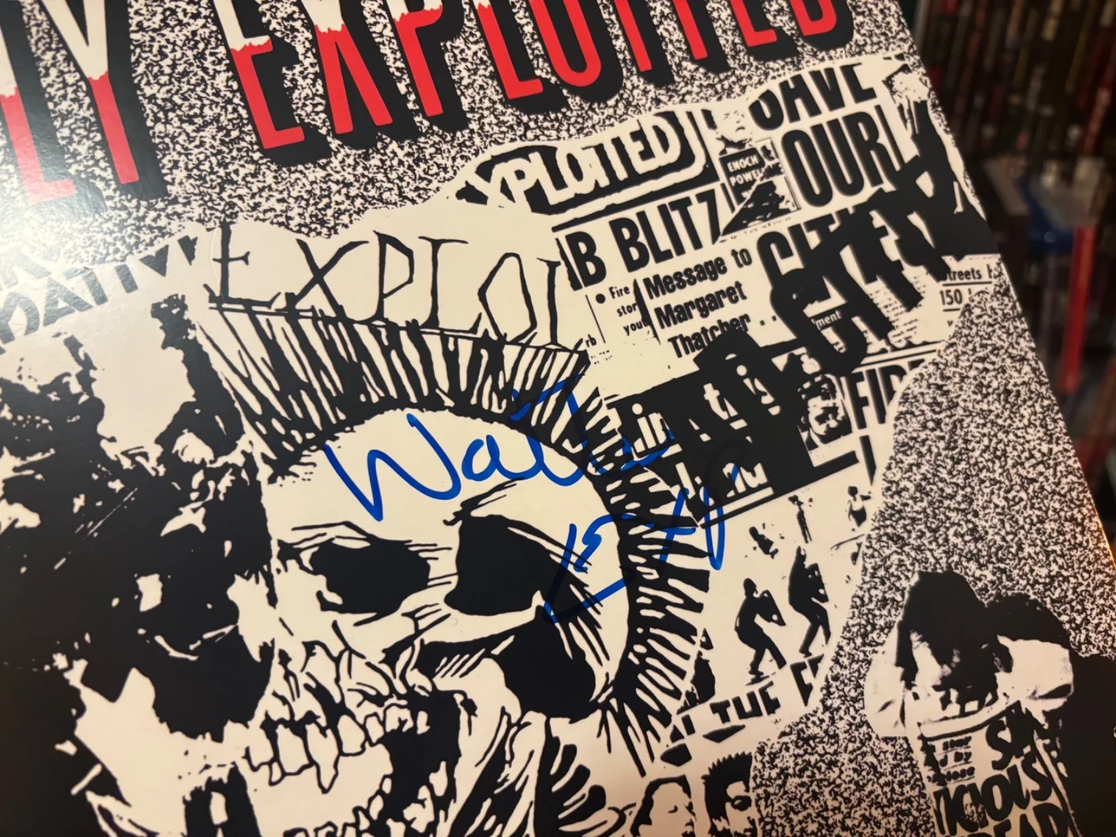 THE EXPLOITED SIGNED AUTOGRAPHED RED LP VINYL TOTALLY /500 RARE WATTIE BUCHAN, image 2
