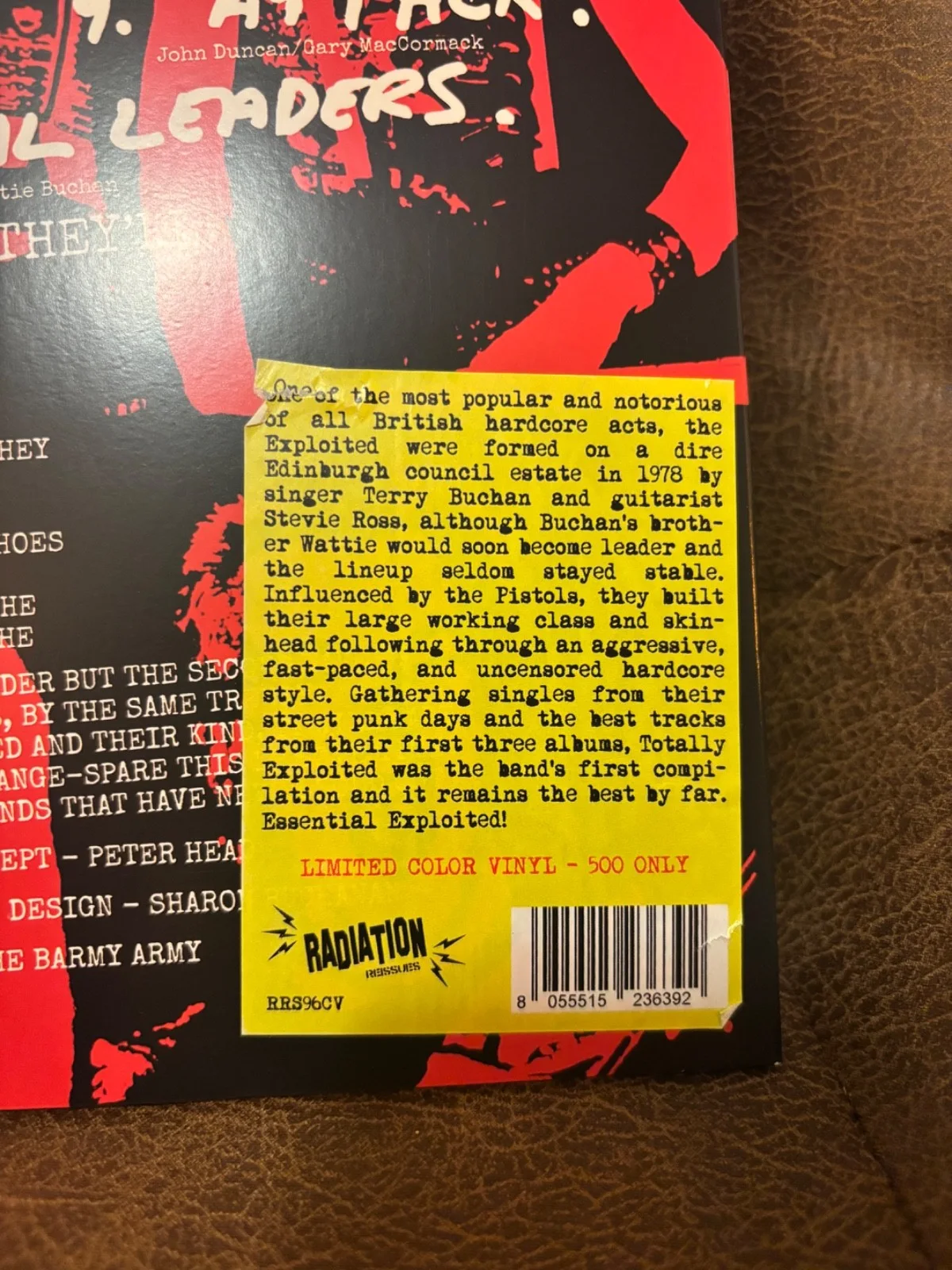 THE EXPLOITED SIGNED AUTOGRAPHED RED LP VINYL TOTALLY /500 RARE WATTIE BUCHAN, image 3