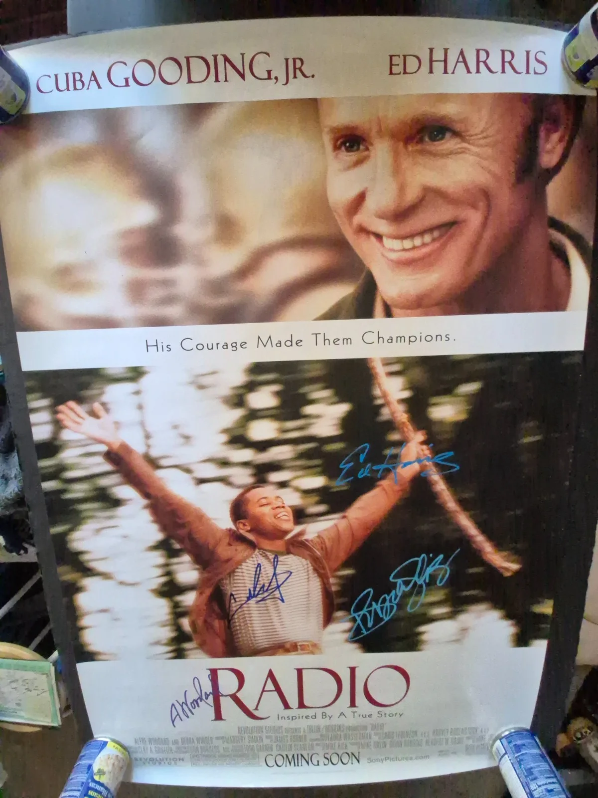 see below — RADIO CAST signed 1- SHEET MOVIE POSTER- W/Coa 2/sided ekim