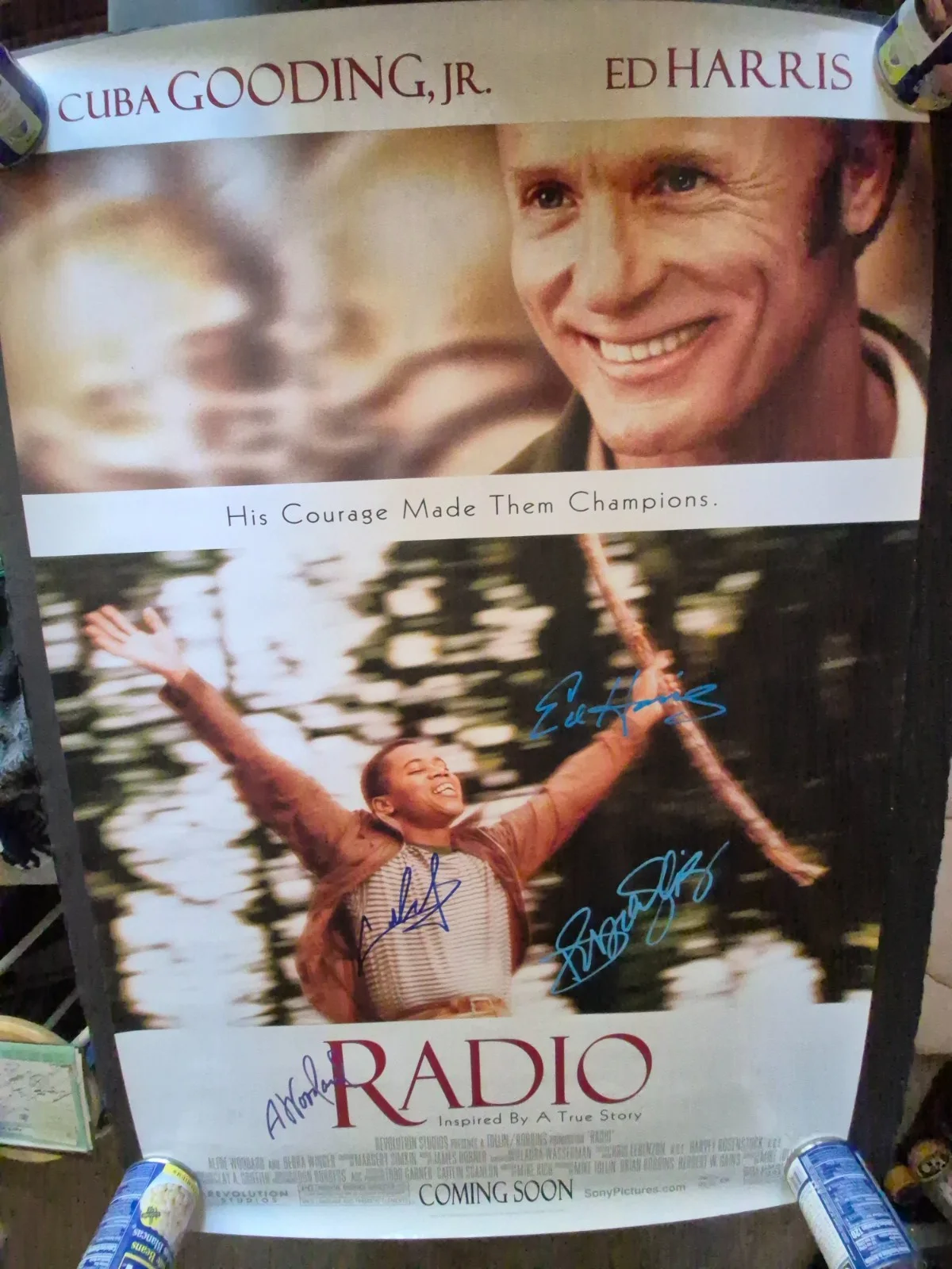 see below — RADIO CAST signed 1- SHEET MOVIE POSTER- W/Coa 2/sided ekim, изображение 2