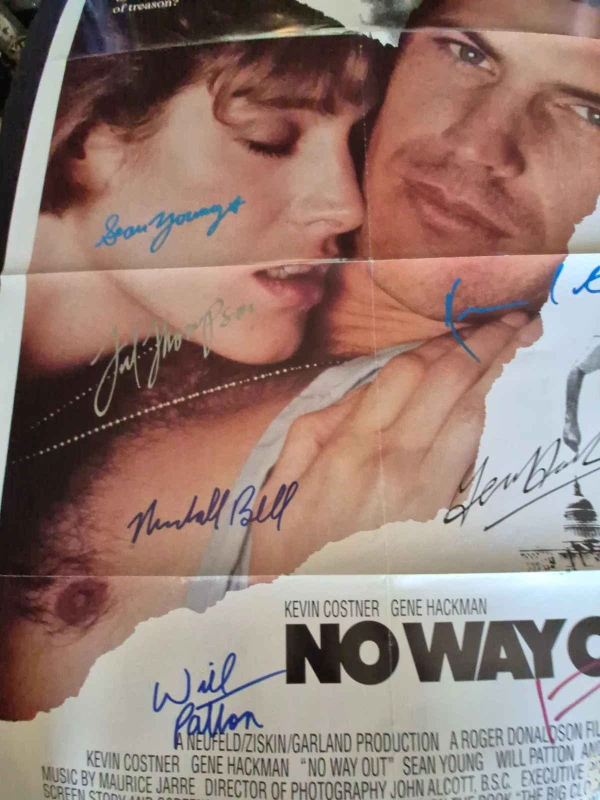 SEE BELOW — NO WAY OUT -KEVIN COSTNER signed 1- SHEET MOVIE POSTER- ekim, image 2