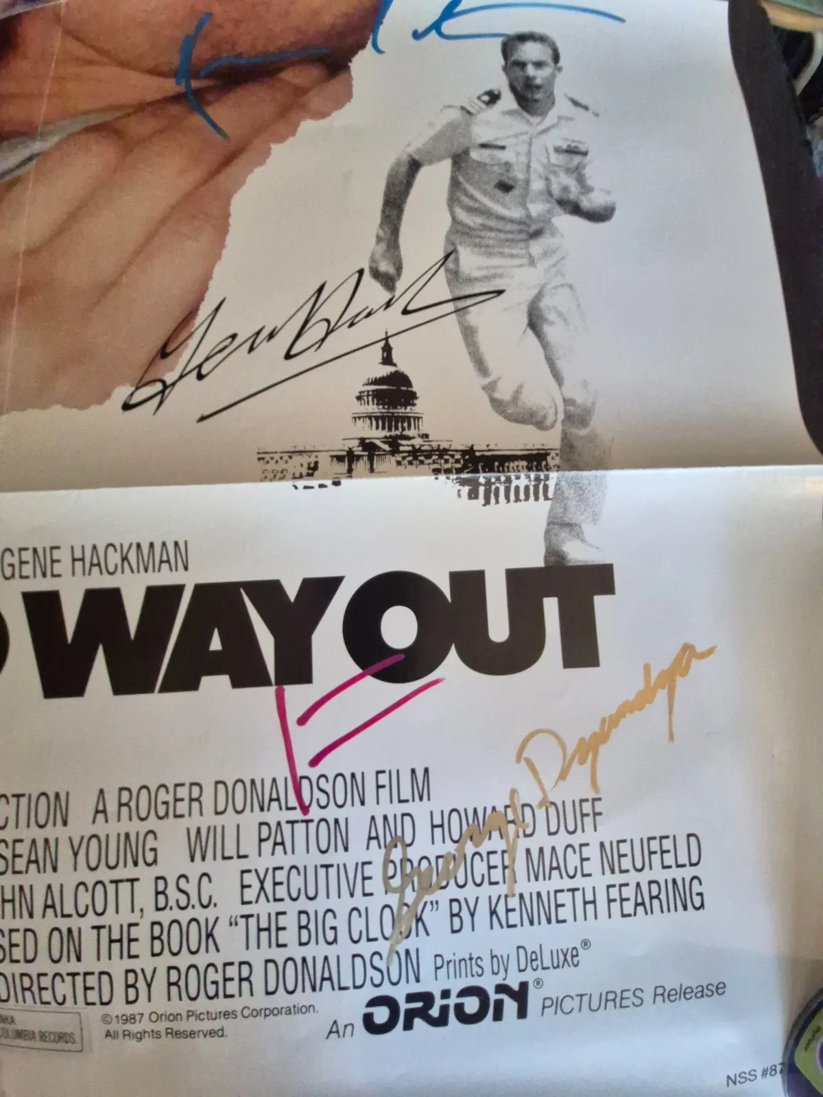 SEE BELOW — NO WAY OUT -KEVIN COSTNER signed 1- SHEET MOVIE POSTER- ekim, image 4