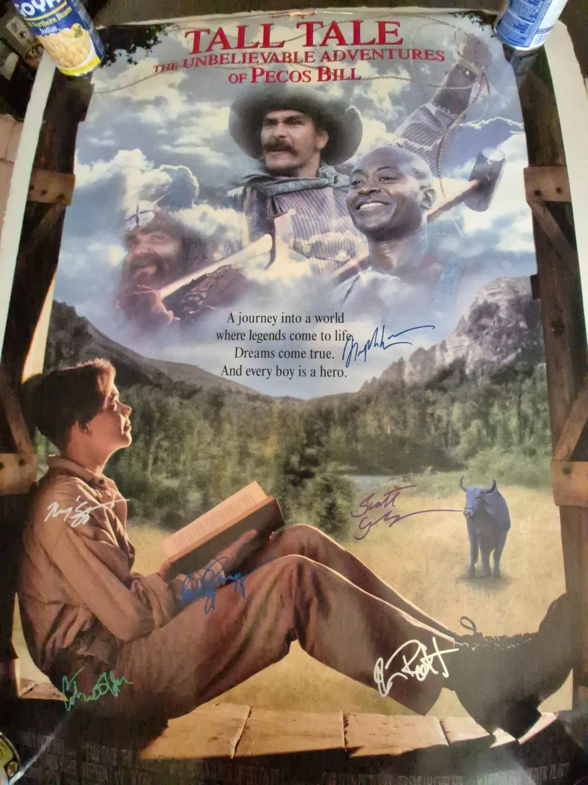 SEE BELOW — TALL TALE-PECOS BILL signed SHEET MOVIE POSTER-w/COA 2 SIDED ekim