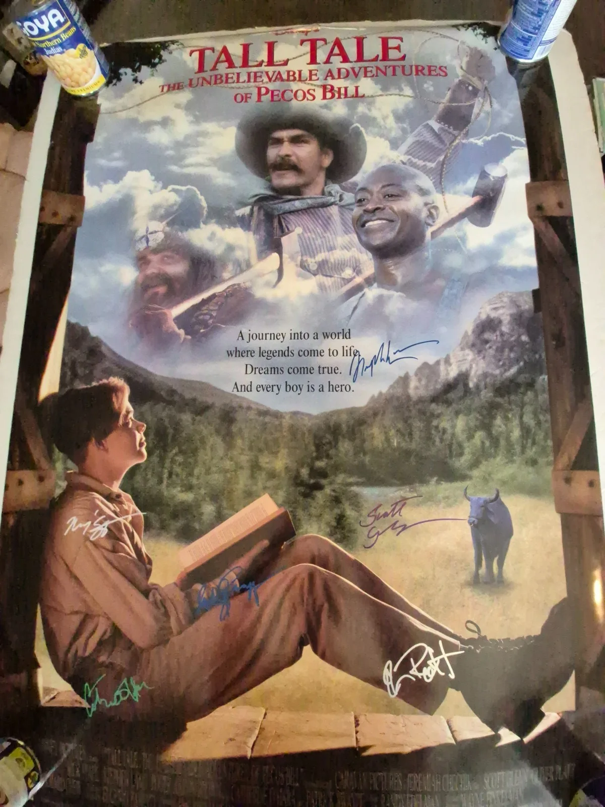 SEE BELOW — TALL TALE-PECOS BILL signed SHEET MOVIE POSTER-w/COA 2 SIDED ekim, image 3