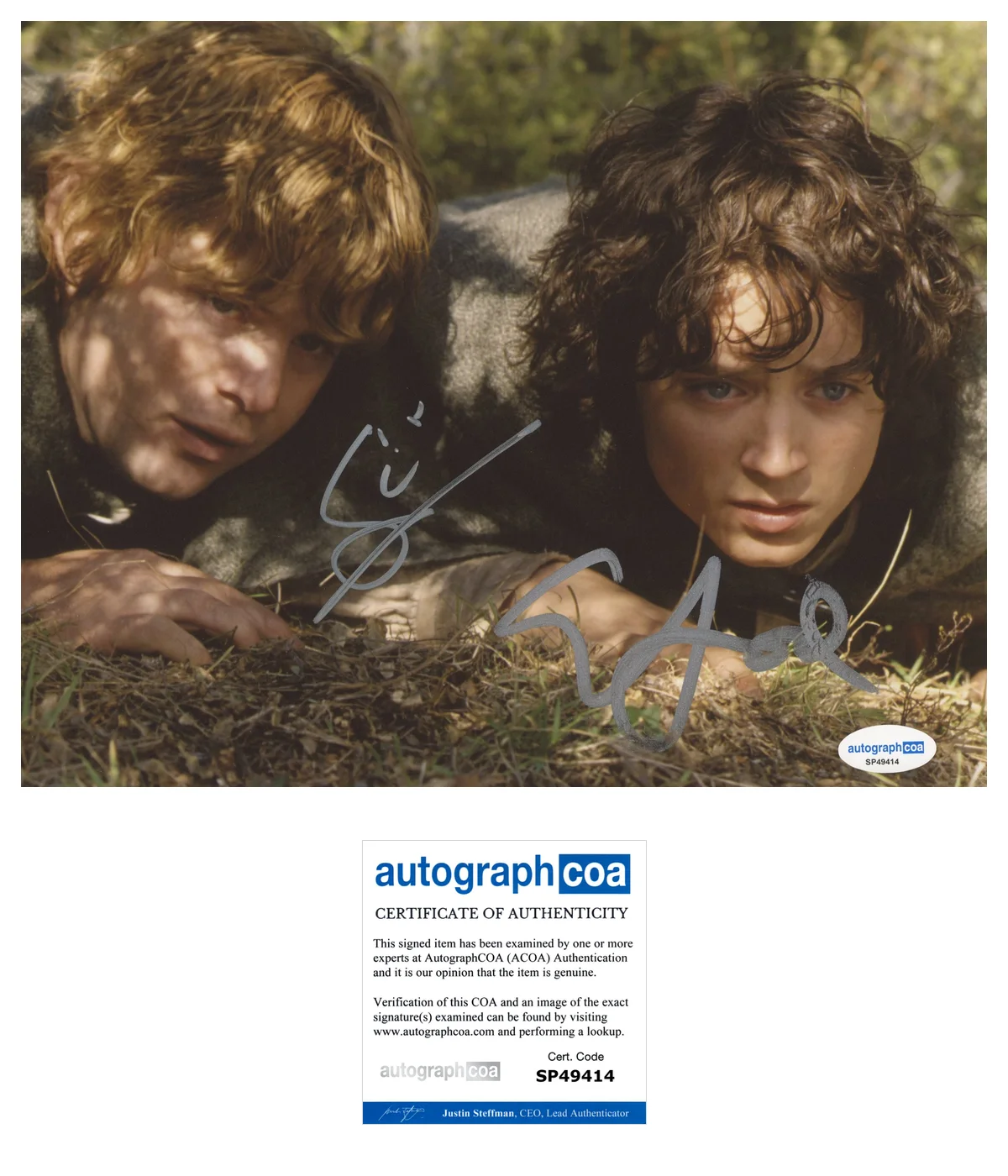 Elijah Wood — Elijah Wood & Sean Astin ‘Lord Of The Rings’ Signed 8x10 Photo ACOA