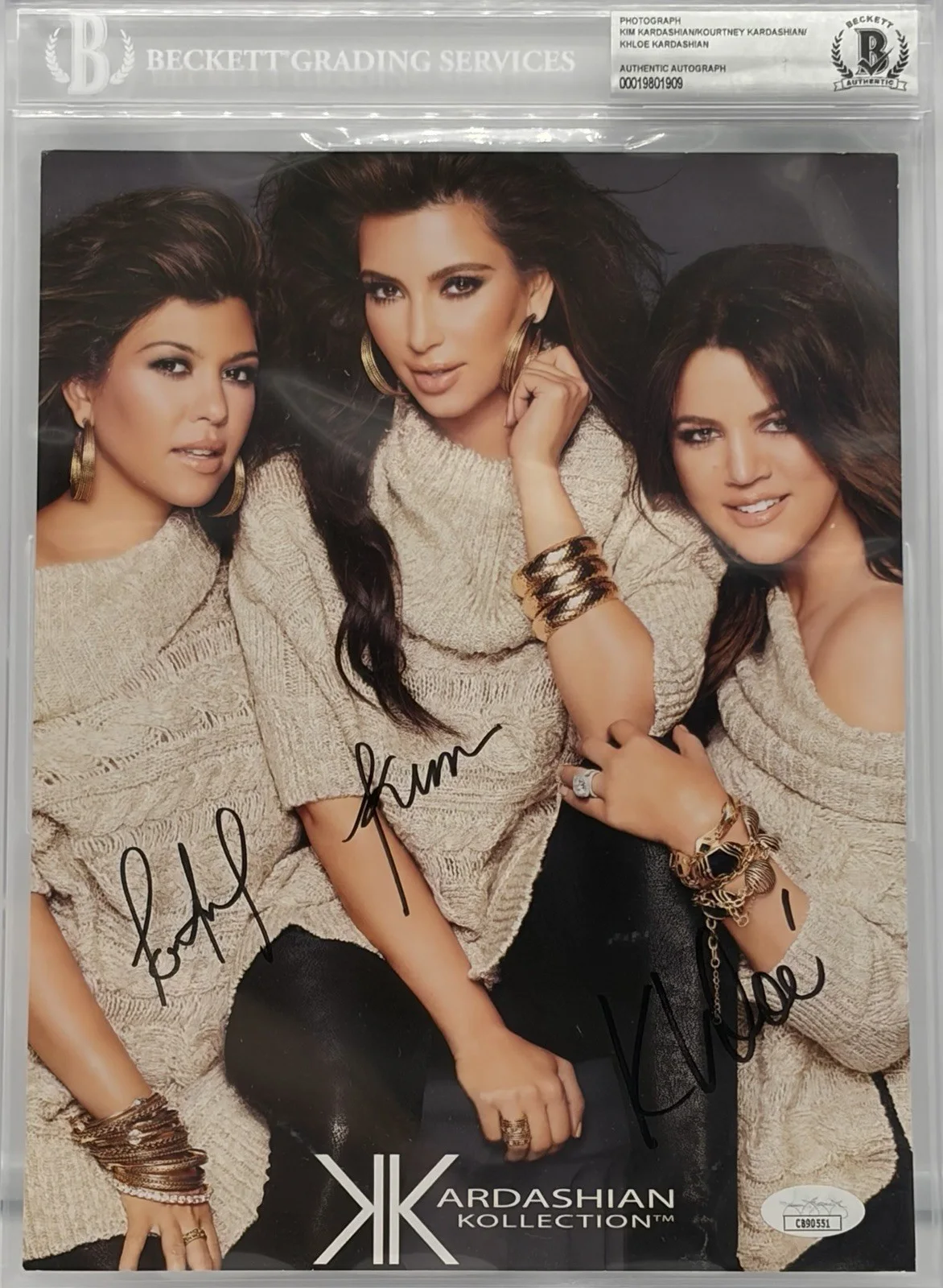 Kim, Khloe and Kourtney — Keeping Up With The Kardashians Autographed Signed Magazine Photo Beckett BAS
