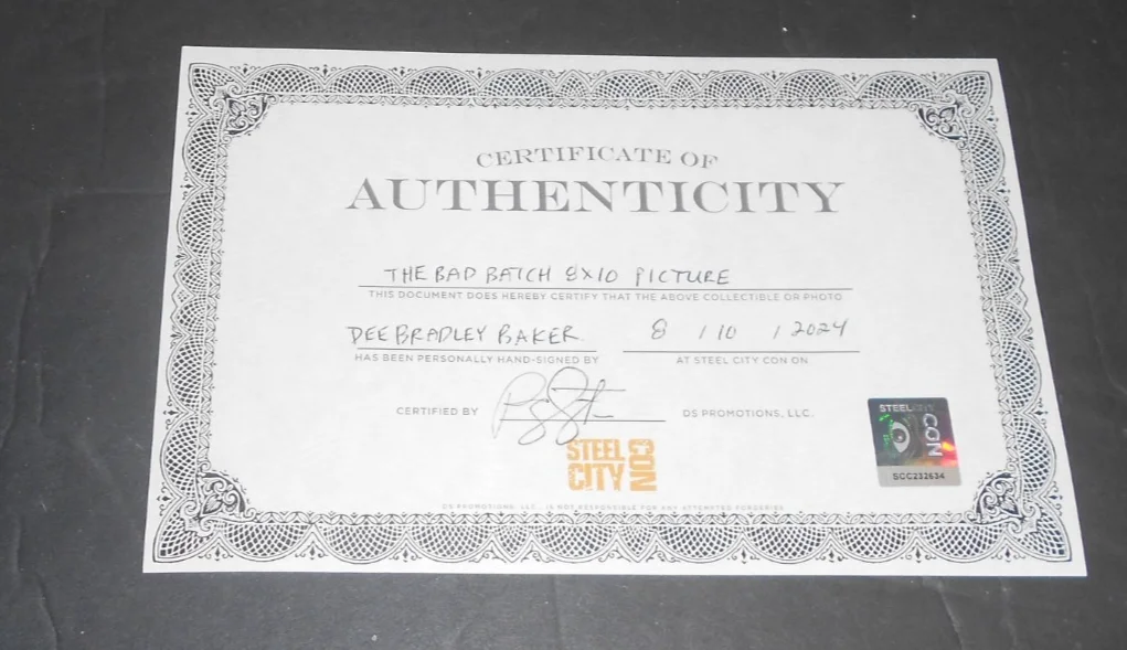 DEE BAKER — AUTOGRAPH PHOTO OF BAD BATCH SIGNED BY DEE BAKER WITH COA 8 X 10 TV SERIES LOOK, image 3