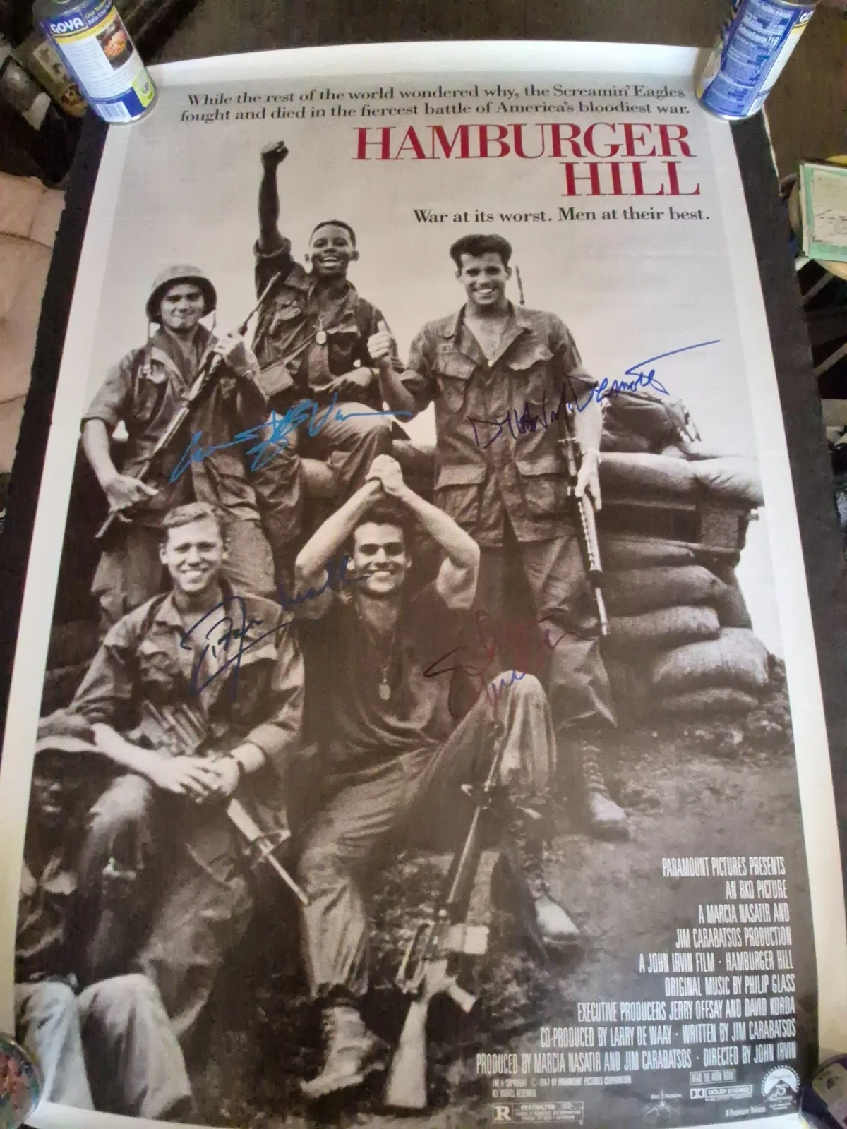 SEE BELOW — HAMBURGER HILL CAST SIGNED , 1-SHEET MOVIE POSTER ekim, изображение 2