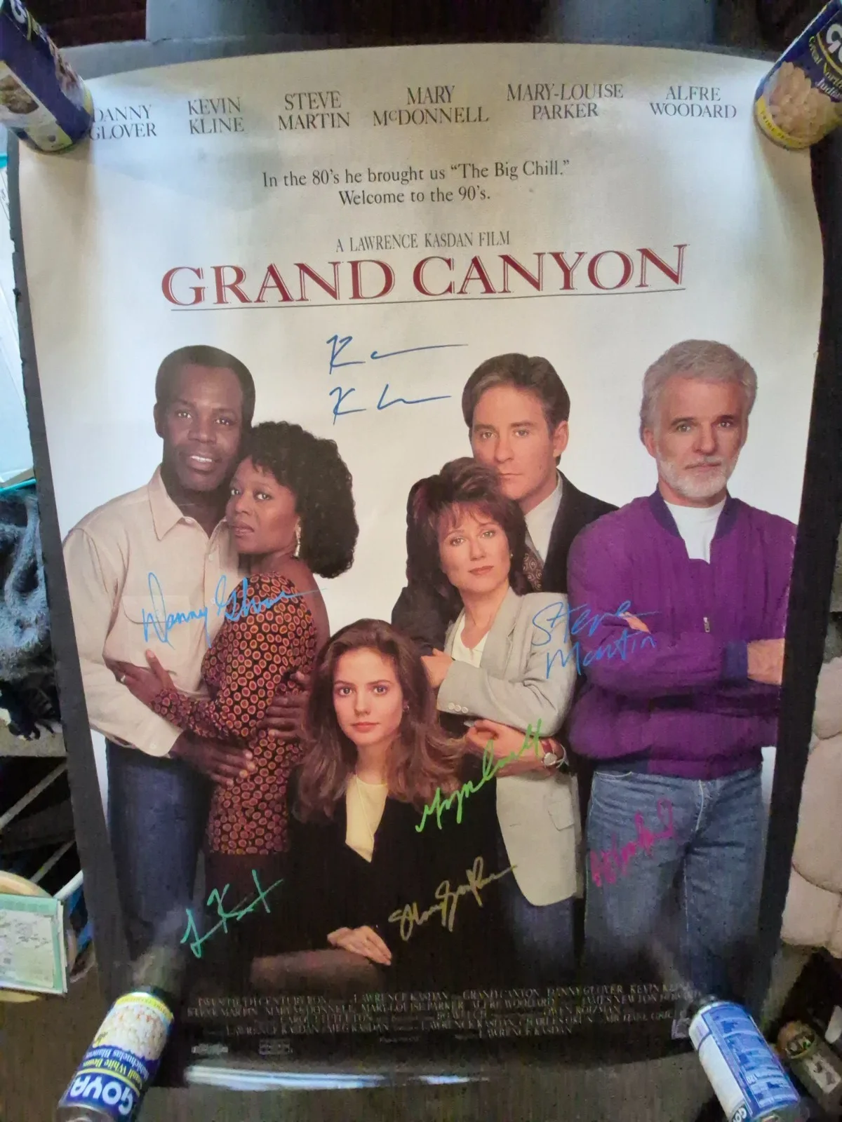 SEE BELOW — CAST SIGNED GRAND CANYON-1-SHEET MOVIE POSTER-w/COA ekim, изображение 2