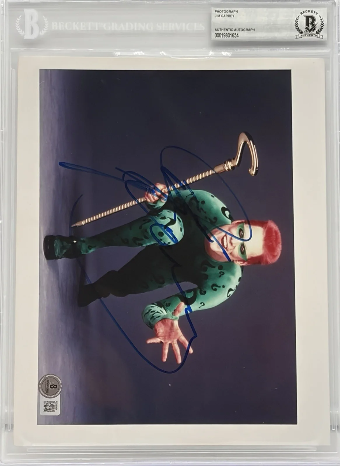 jim carrey — Jim Carrey Signed The Riddler 8X10 Photo Beckett Encapsulated Autograph BAS, изображение 2