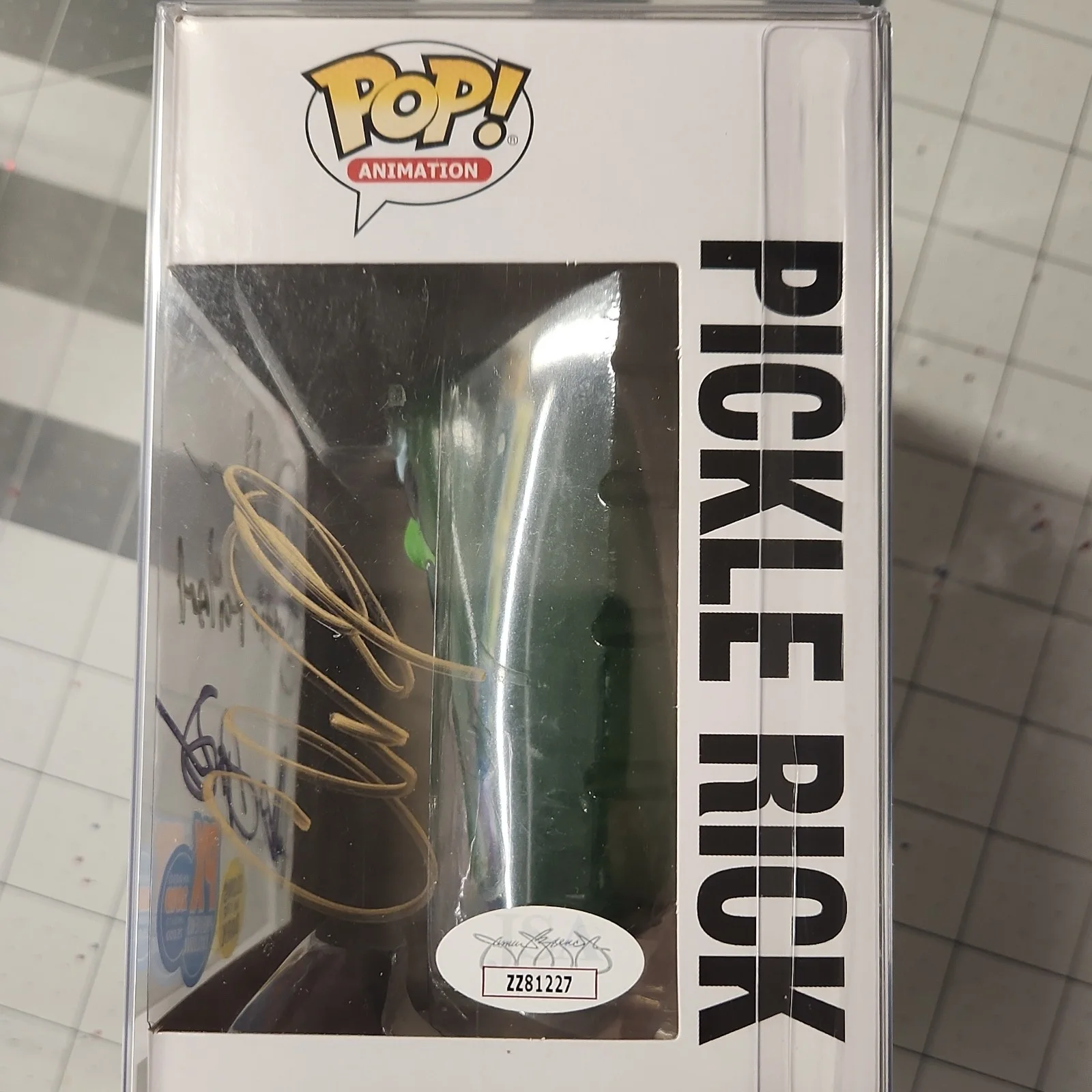 Justin Roiland — Funko Pop Rick and Morty Pickle Rick PX Exclusive Autographed Justin Roiland JSA, image 2