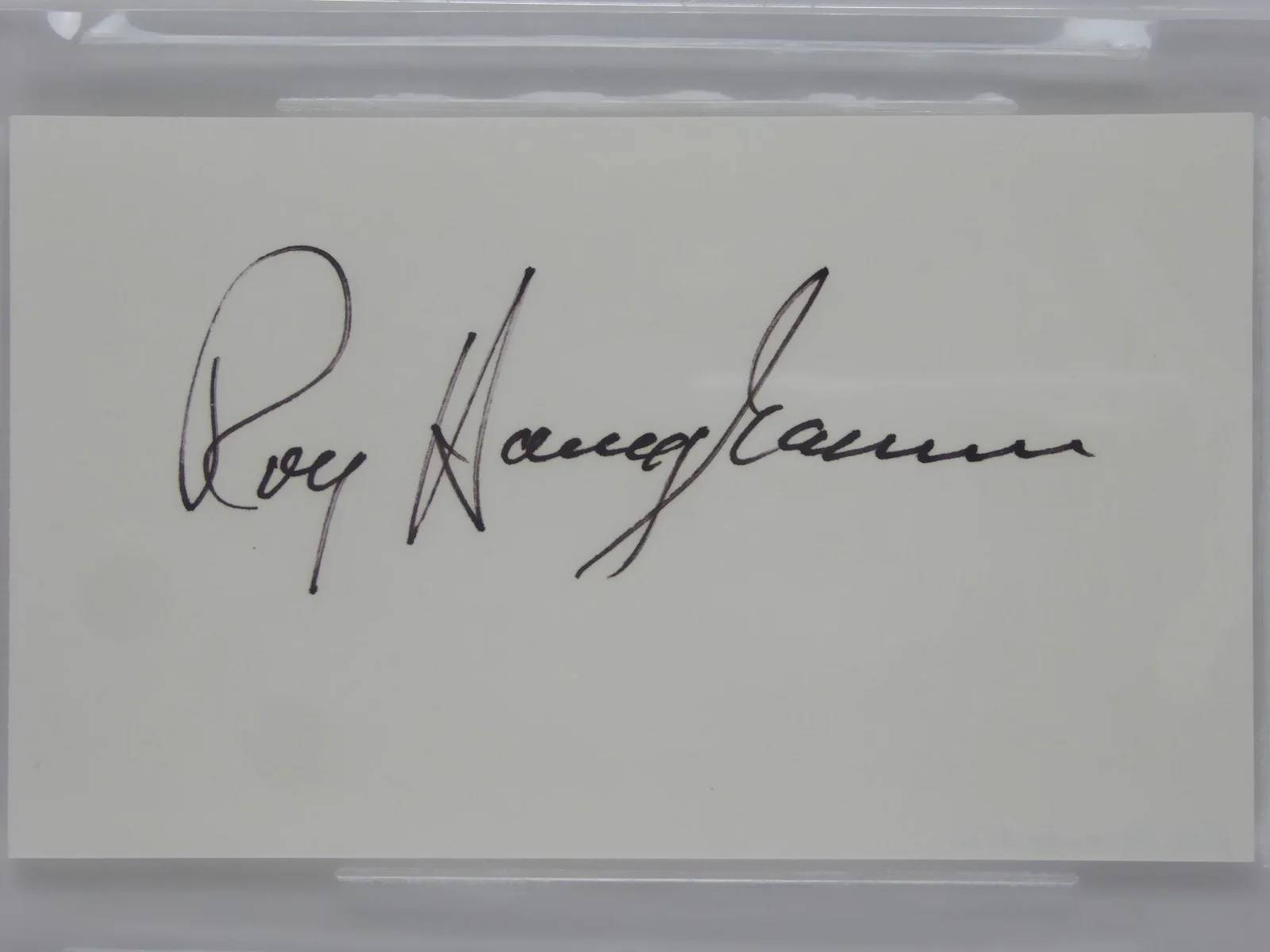 Ray Harryhausen — Ray Harryhausen Signed Slabbed 3x5 Index Card Dynamation Animator Beckett COA, image 2
