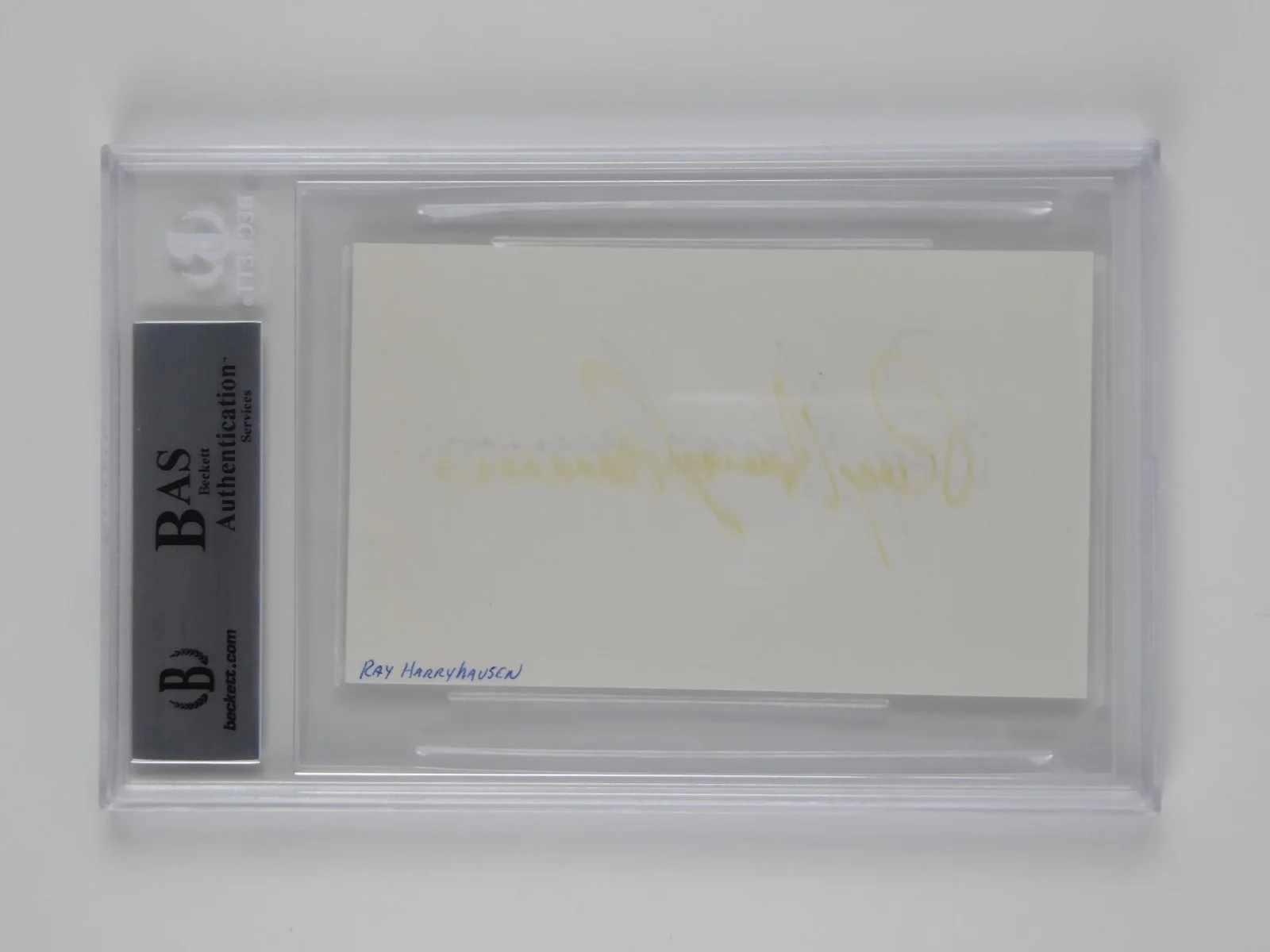 Ray Harryhausen — Ray Harryhausen Signed Slabbed 3x5 Index Card Dynamation Animator Beckett COA, image 3