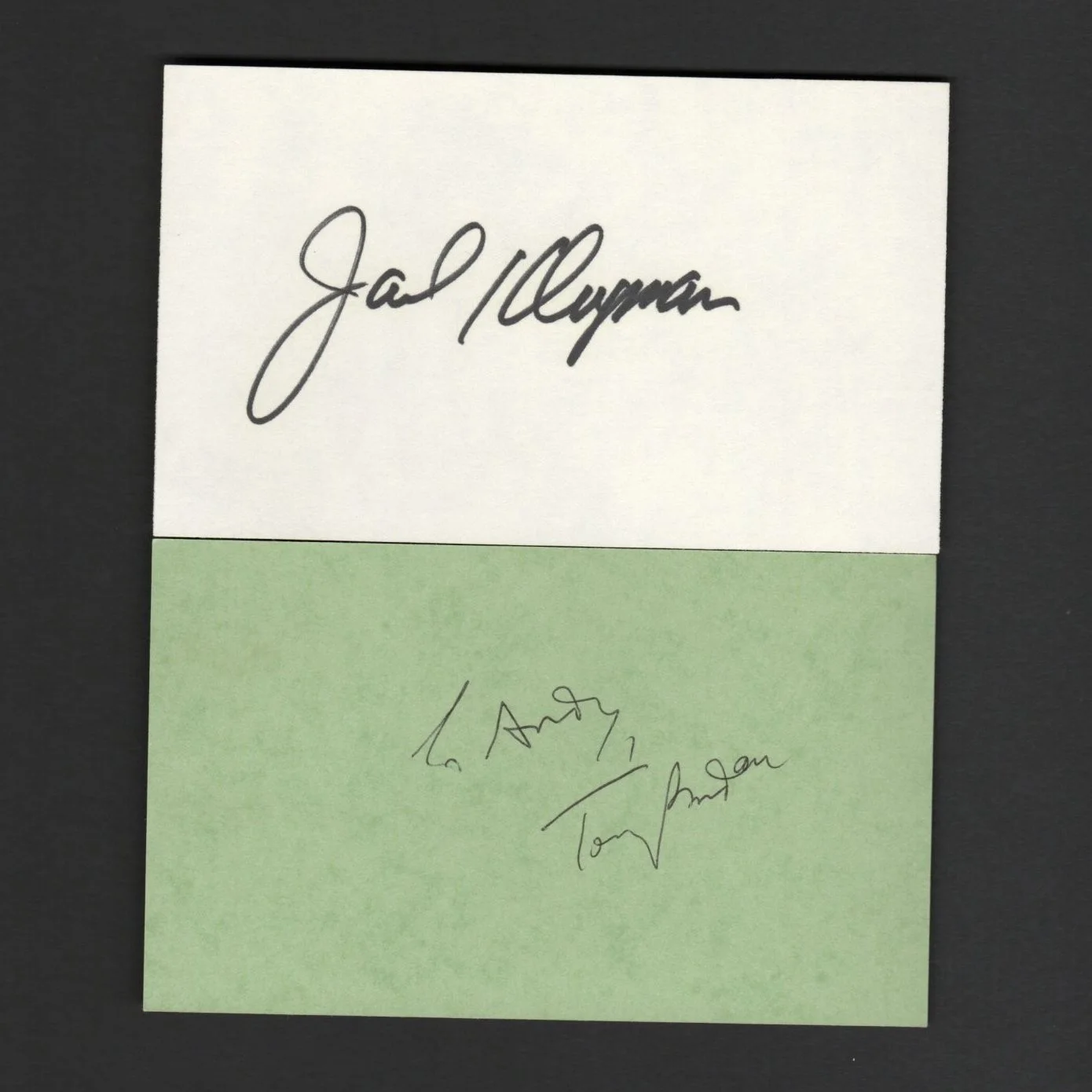 Jack Klugman, Tony Randall — THE ODD COUPLE Autographs JACK KLUGMAN & TONY RANDALL Signed Cards w/COA + Photo, изображение 2
