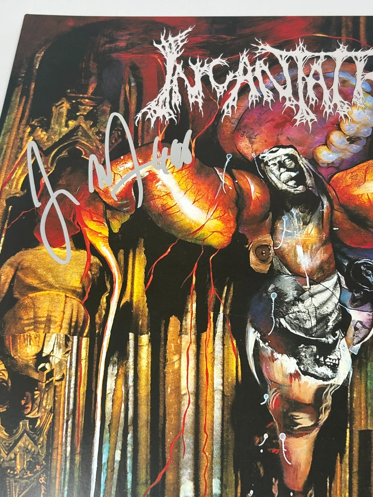 John McEntee signed Incantation Mortal Throne of Nazarene Album JSA COA, image 3