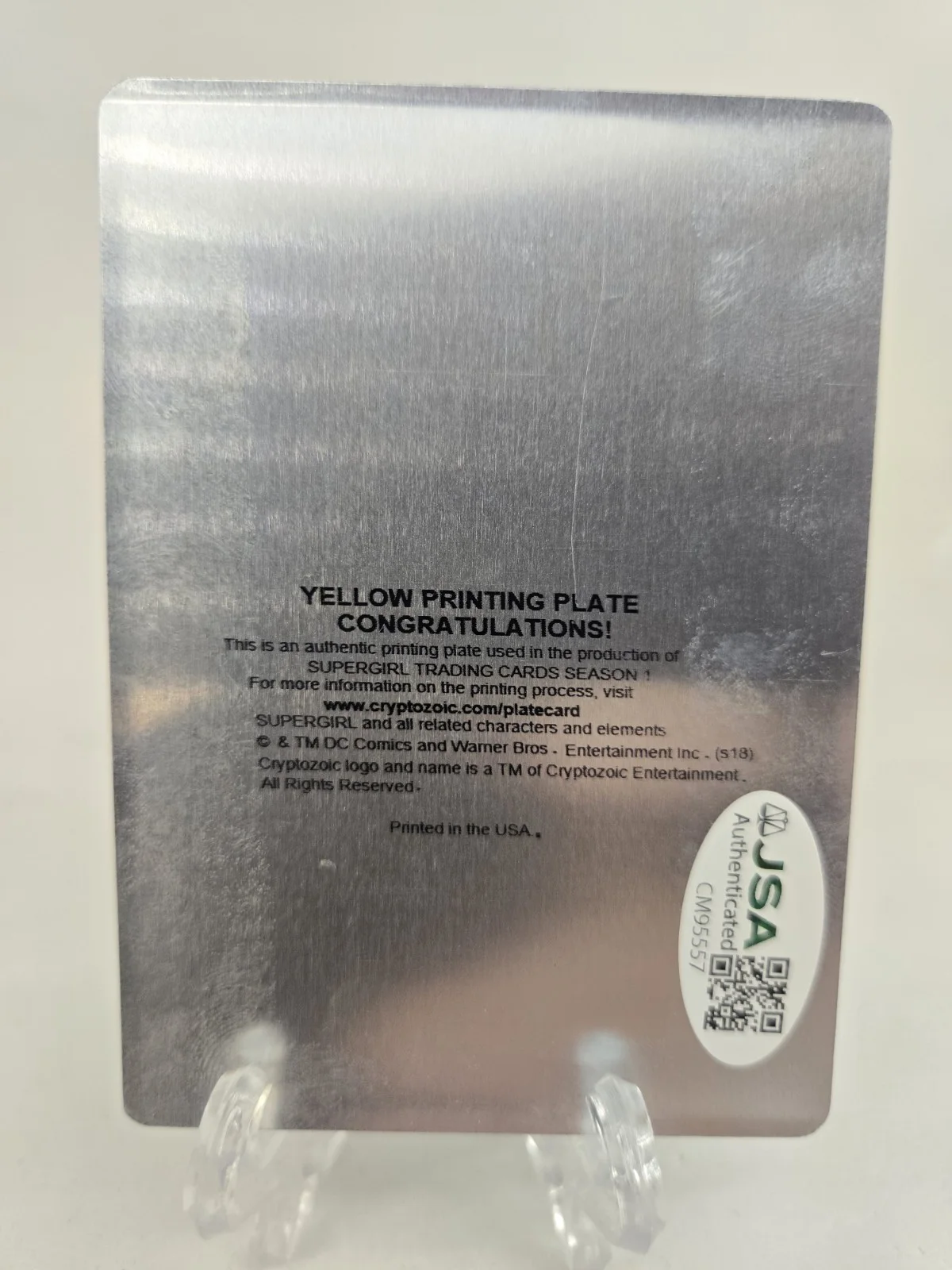 Melissa Benoist — Melissa Benoist SIGNED Cryptozoic 1/1 Yellow Printing Plate! Full Auto! JSA COA, image 2