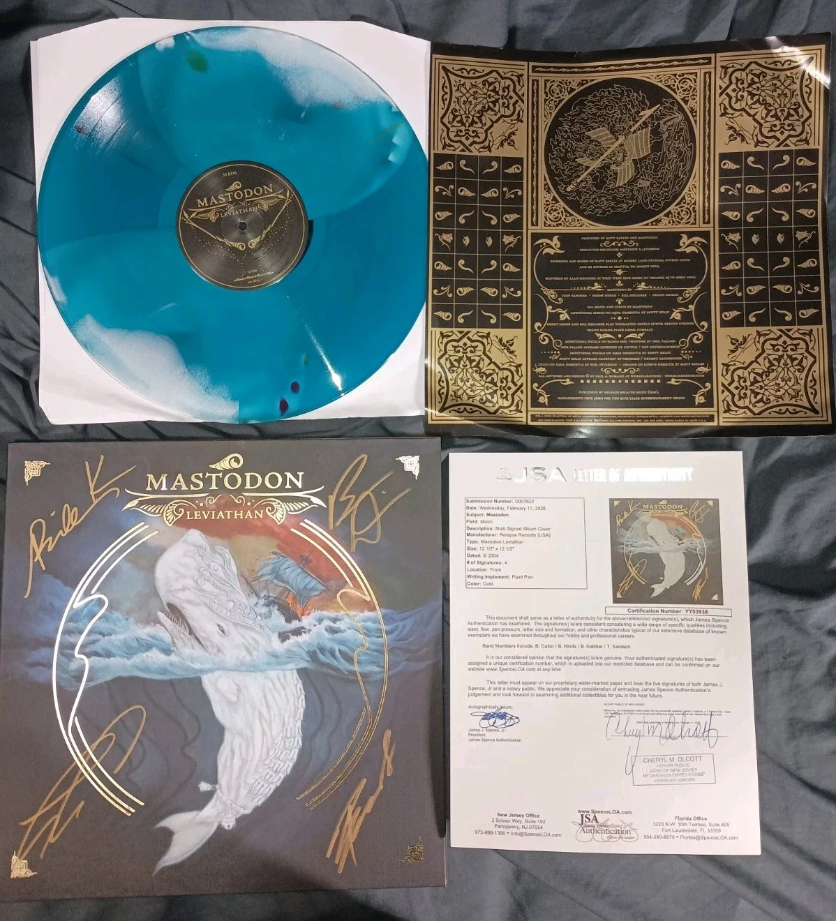 Mastodon SIGNED Leviathan 12" Vinyl Album LP Gatefold Brent Hinds JSA LOA, изображение 2