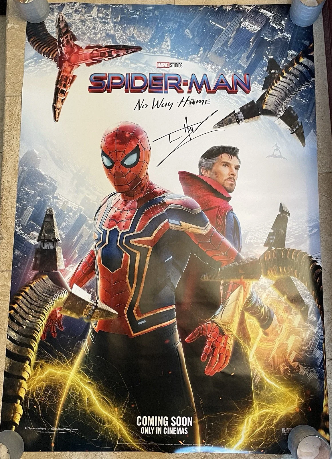 Tom Holland — Tom Holland SIGNED Spider-Man: Far From Home Movie Poster 27x40 COA Autograph