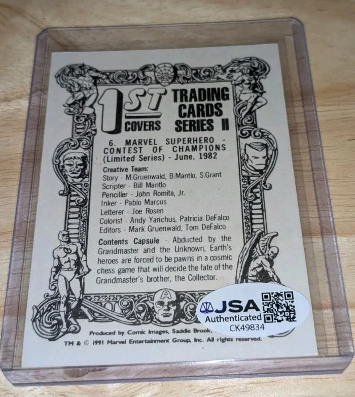 John Romita Jr — John Romita Jr. Marvel Comics Artise Signed 1991 Card JSA LML, image 2