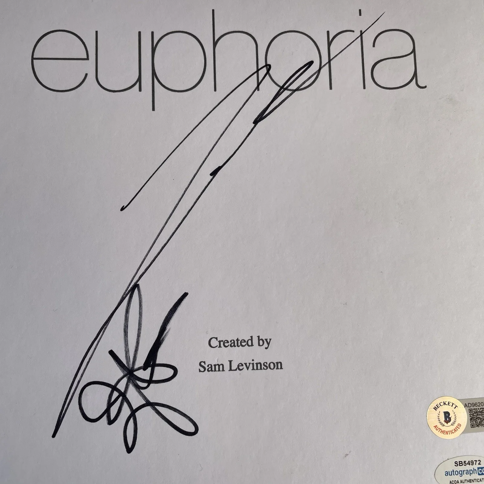 Zendaya, Jacob Elordi — Zendaya & Jacob Elordi Signed Movie Script Cover Euphoria Autograph BECKETT ACOA, изображение 2
