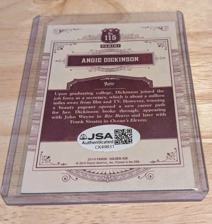 Angie Dickinson — Angie Dickinson Police Woman TV Show 2014 Panini Signed Card JSA LML, изображение 2