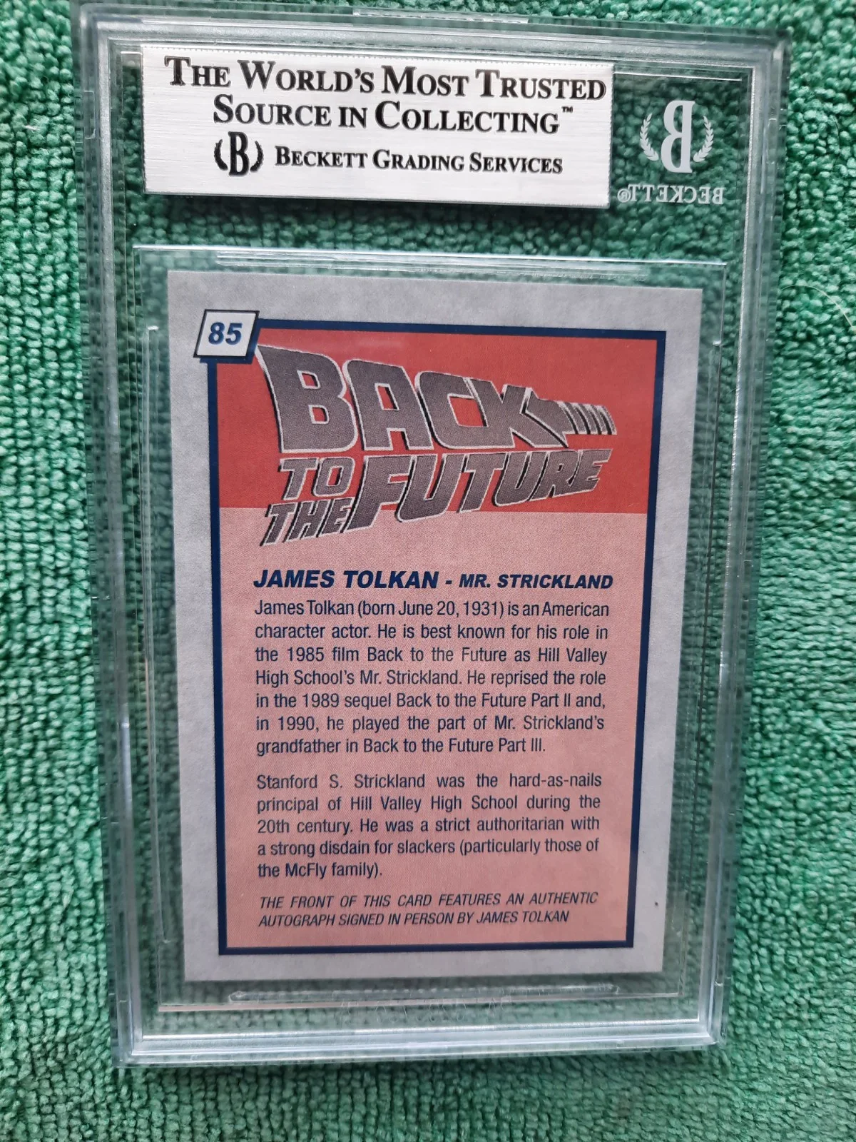 James Tolkan — James Tolkan Autographed TOP GUN ,Back To The Future Custom BAS Slab/Deceasd, изображение 2