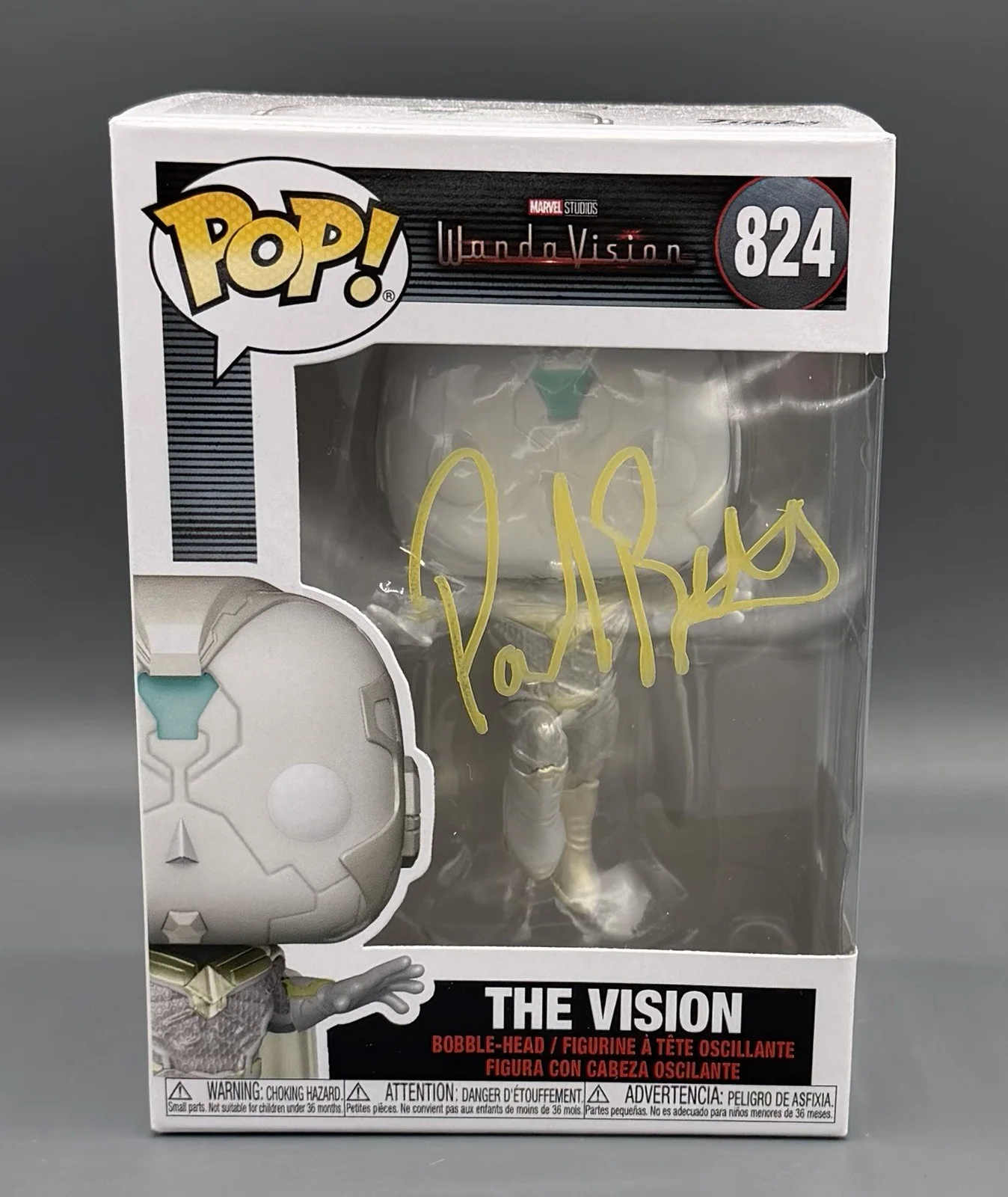 Paul Bettany — Paul Bettany Signed Vision Funko Pop 824 Wandavision SWAU Authenticated