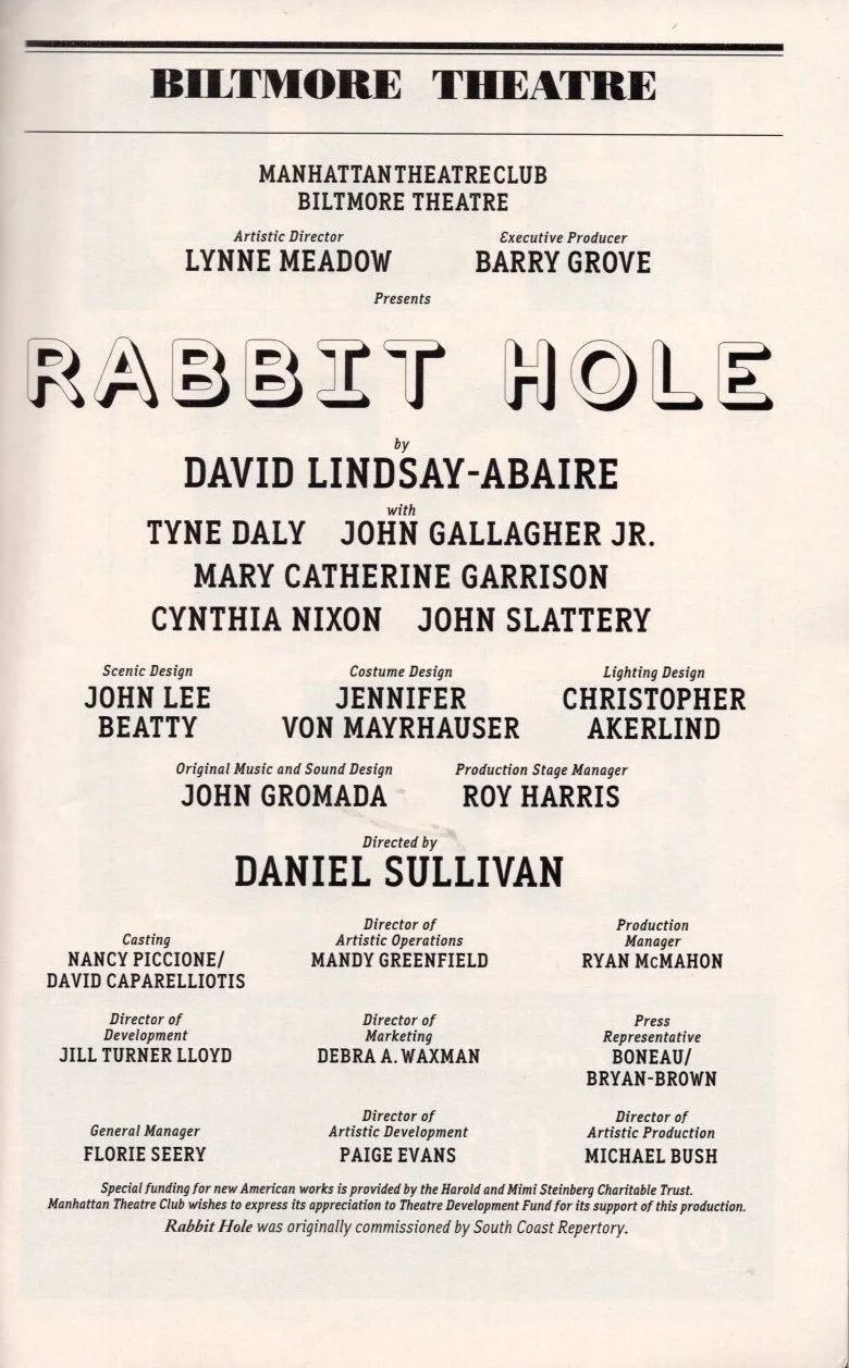 Cast — Rabbit Hole Signed Cast Playbill Tyne Daly Cynthia Nixon John Slattery +, image 2