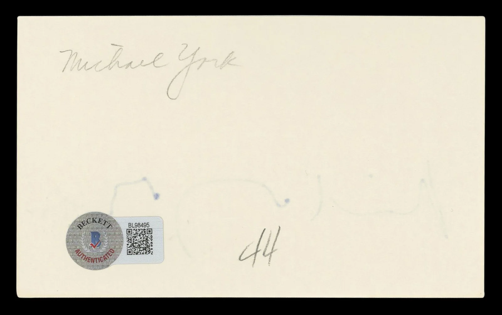 Michael York — Michael York Logan's Run Authentic Signed 3x5 Index Card BAS #BL98495, image 2