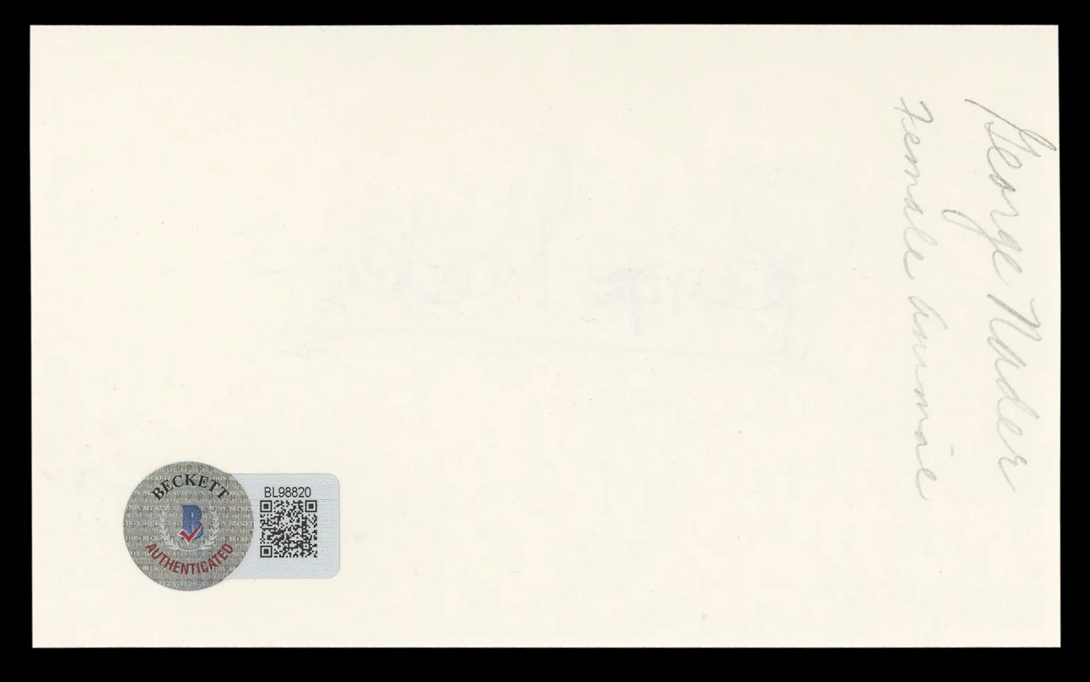 George Nader — George Nader The Female Animal Authentic Signed 3x5 Index Card BAS #BL98820, изображение 2