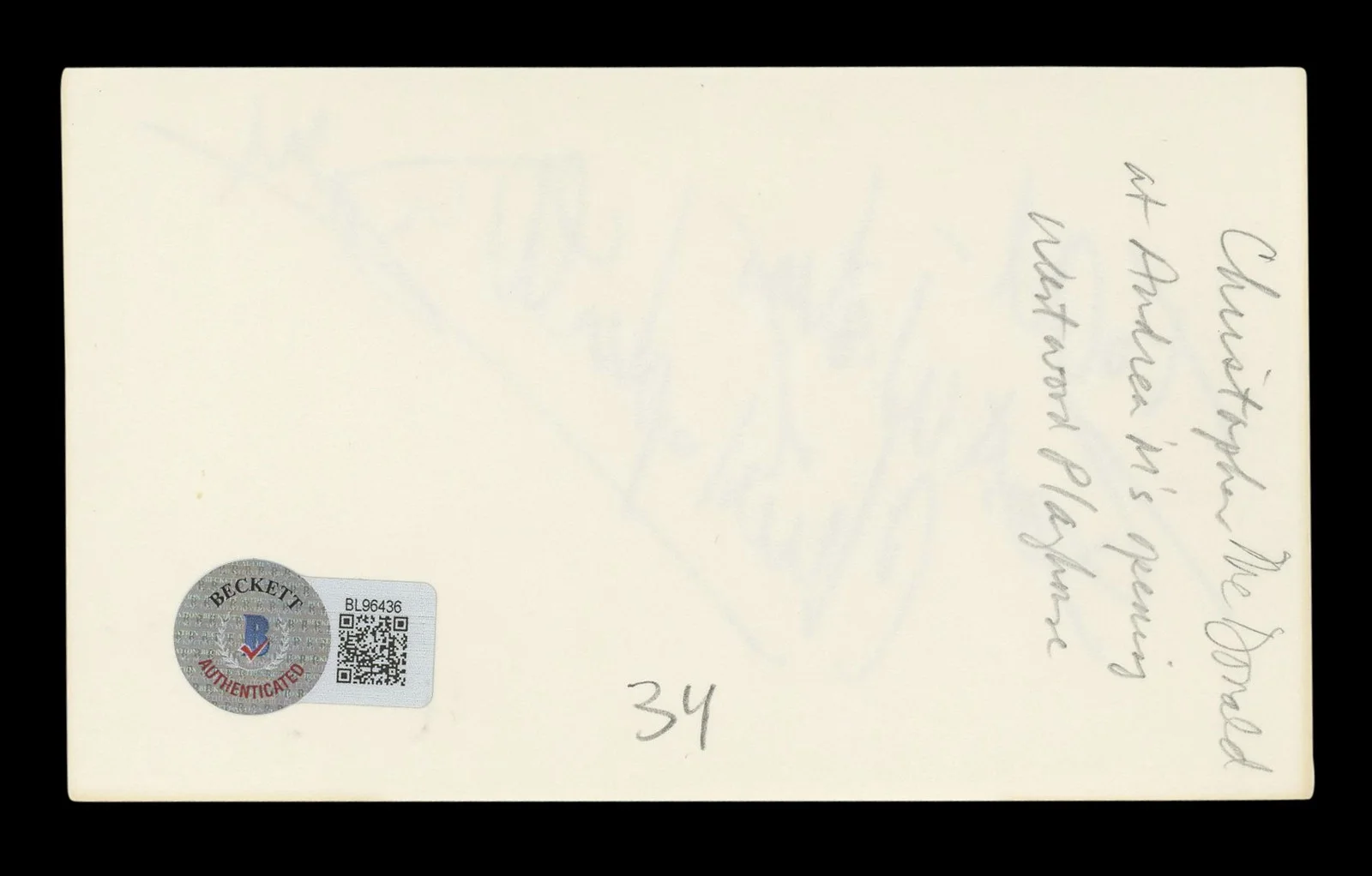 Christopher McDonald — Christopher McDonald Thelma & Louise "To Al" Signed 3x5 Index Card BAS #BL96436, изображение 2