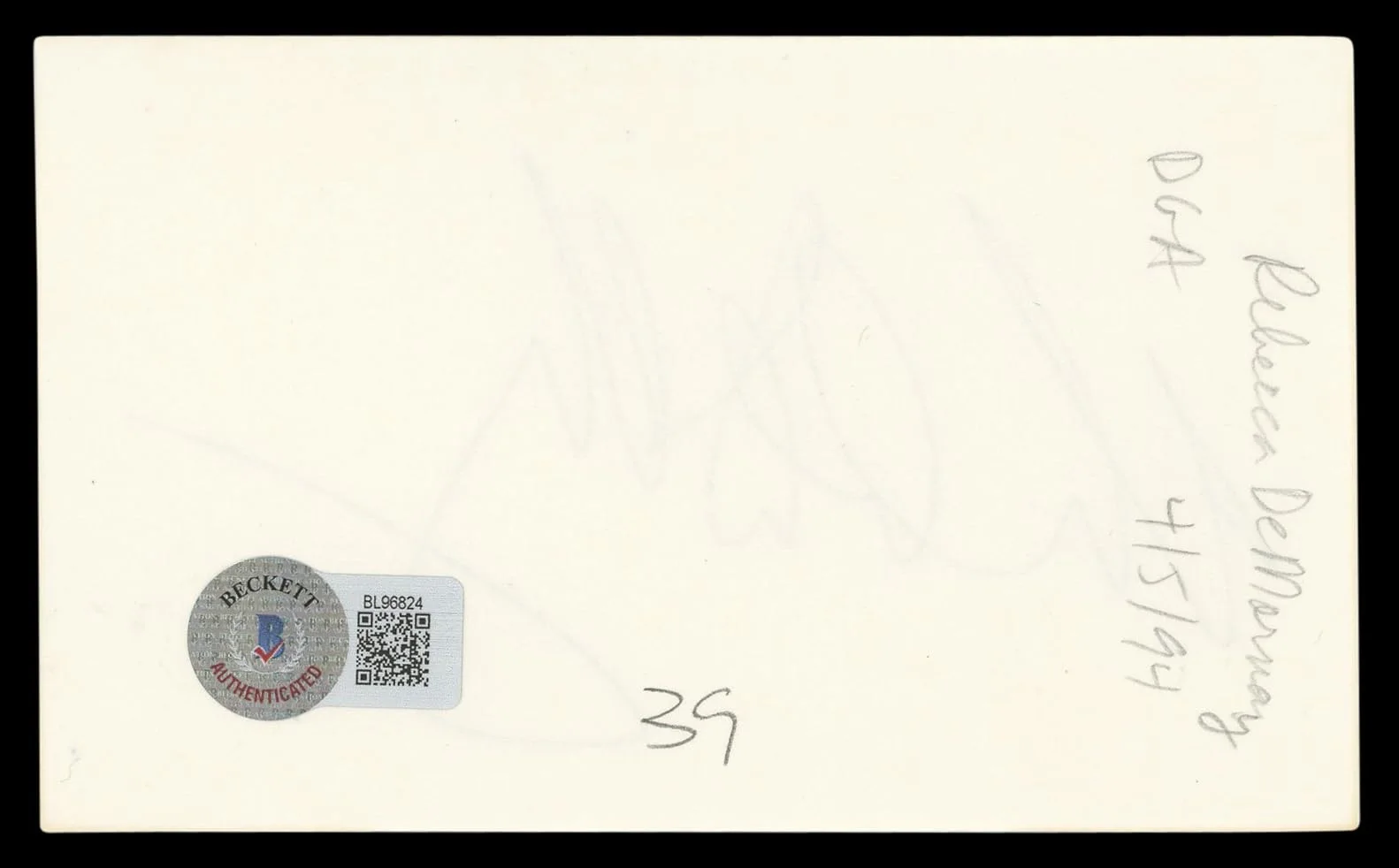 Rebecca De Mornay — Rebecca De Mornay Risky Business Authentic Signed 3x5 Index Card BAS #BL96824, image 5