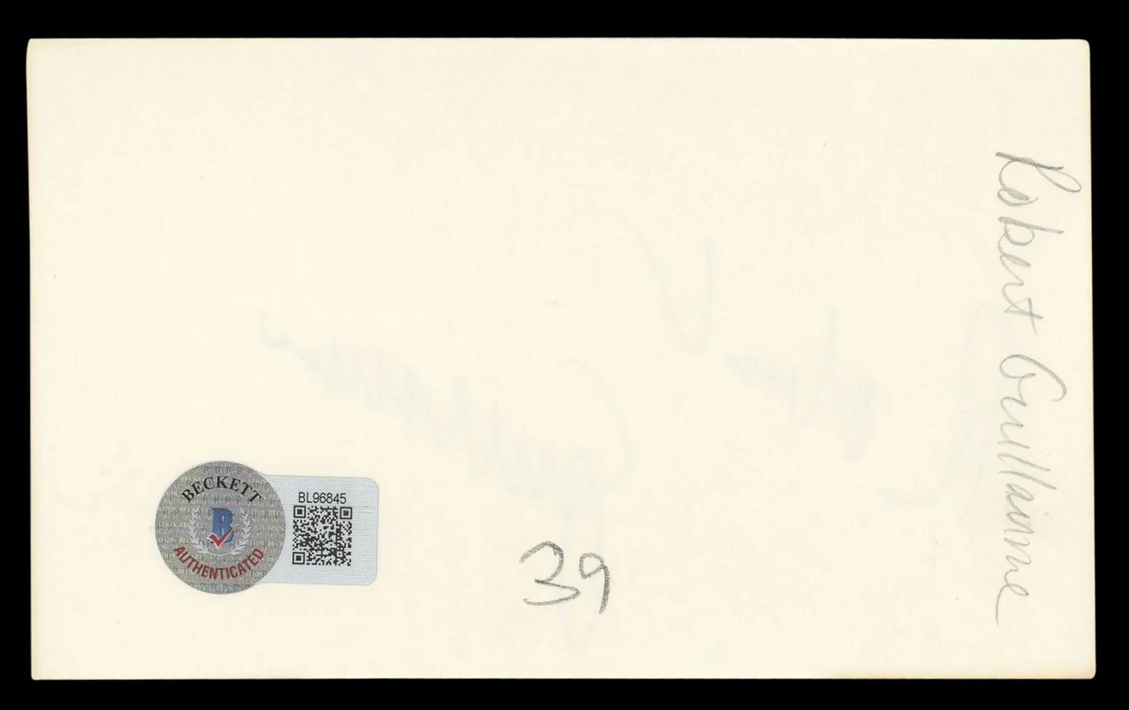 Robert Guillaume — Robert Guillaume The Lion King Authentic Signed 3x5 Index Card BAS #BL96845, image 2