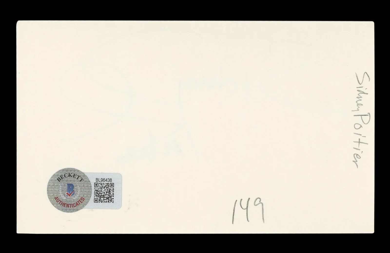 Sidney Poitier — Sidney Poitier In The Heat of the Night Signed 3x5 Index Card BAS #BL96438, изображение 2