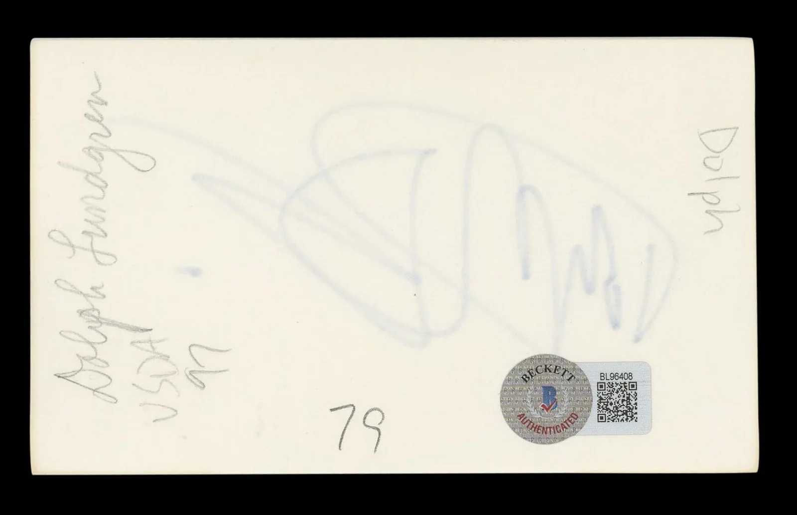Dolph Lundgren — Dolph Lundgren The Expendables Authentic Signed 3x5 Index Card BAS #BL96408, image 5