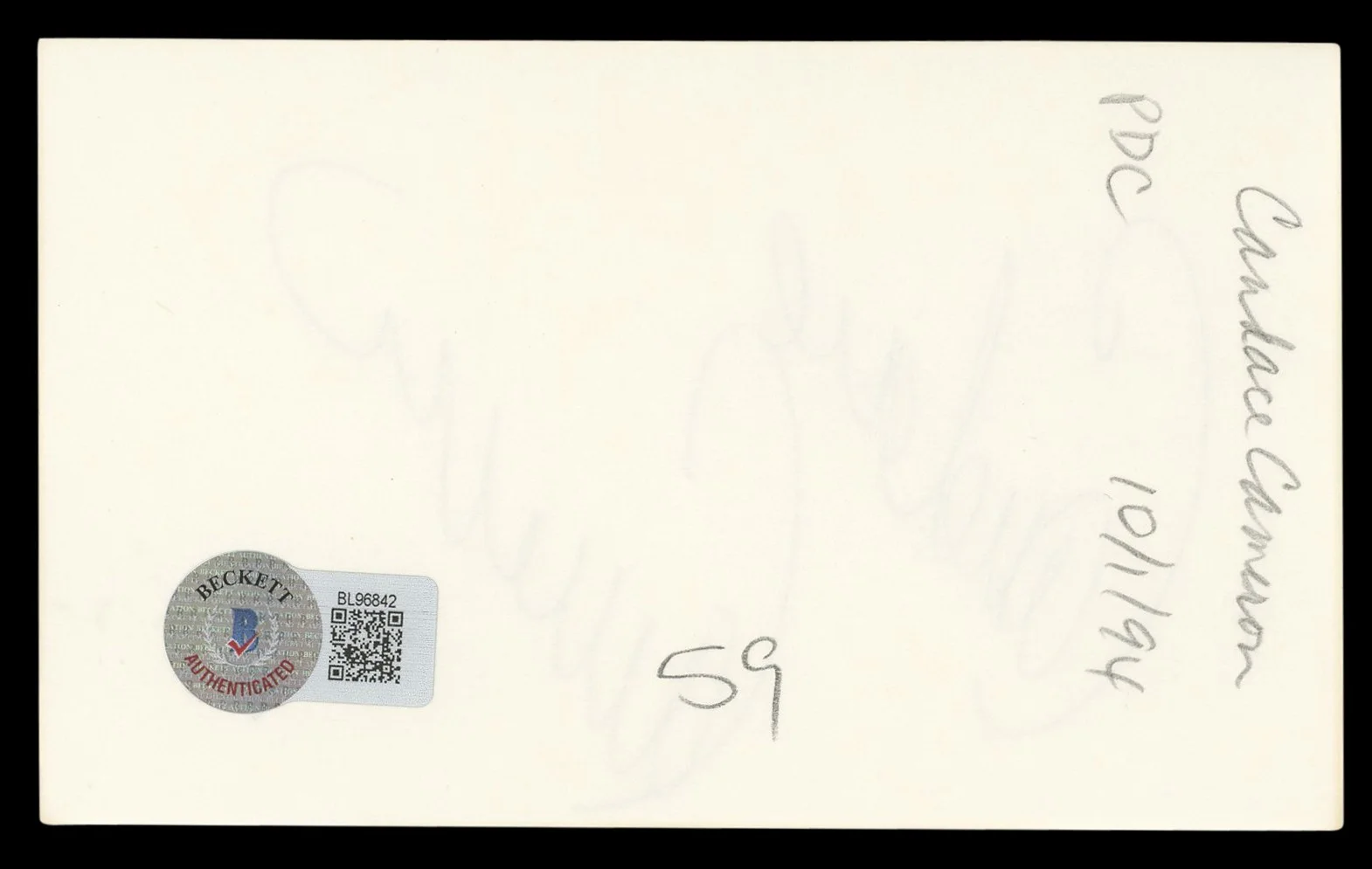 Candace Cameron — Candace Cameron Full House Authentic Signed 3x5 Index Card BAS #BL96842, изображение 2
