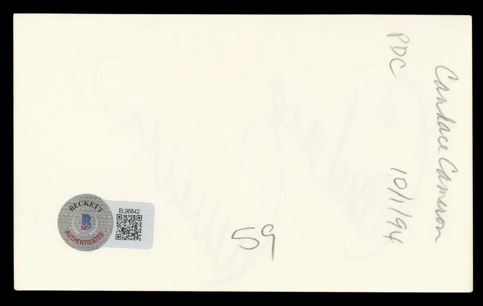 Candace Cameron — Candace Cameron Full House Authentic Signed 3x5 Index Card BAS #BL96842, изображение 5